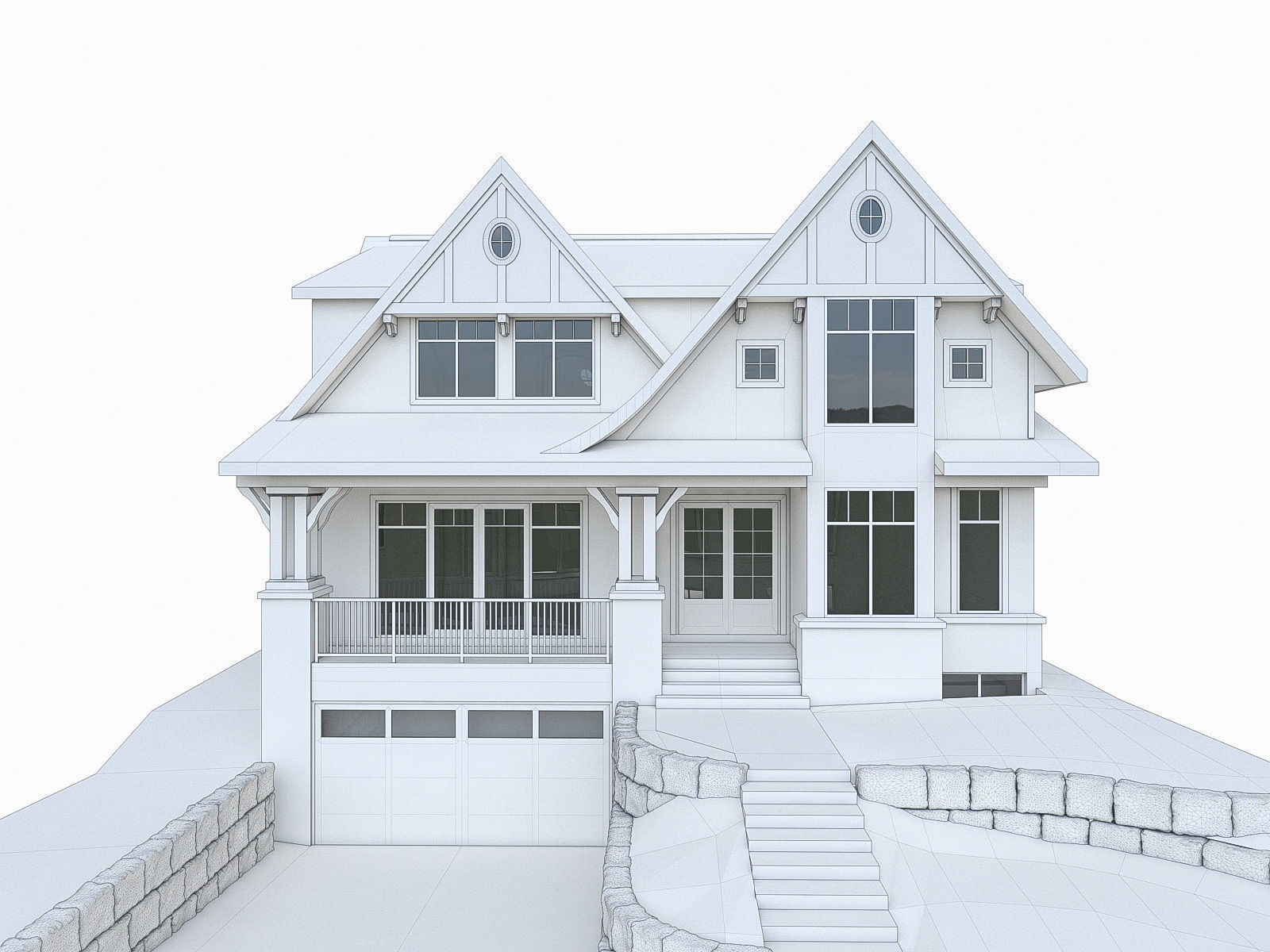 Modern Cottage Houses-13 Pack Low-poly 3D model_28