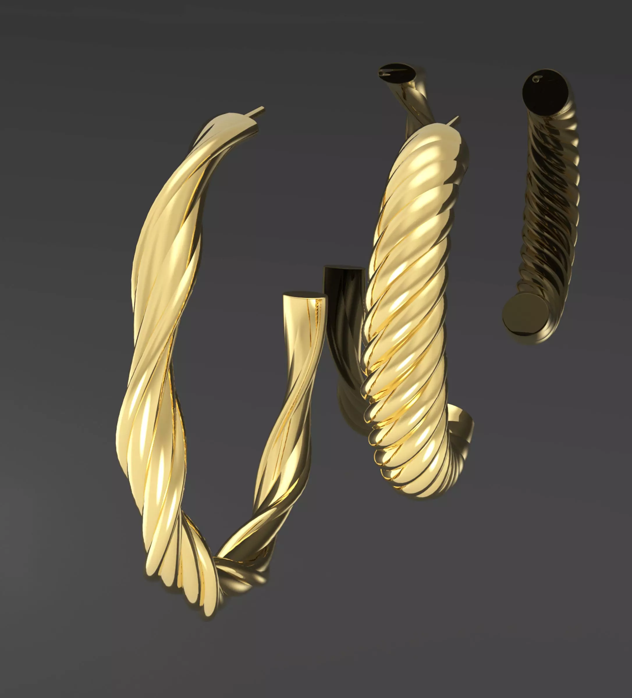 Earrings sprial hoop 3D model_0