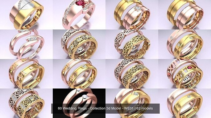 62 Wedding Rings - Collection 3d Model - WE01 