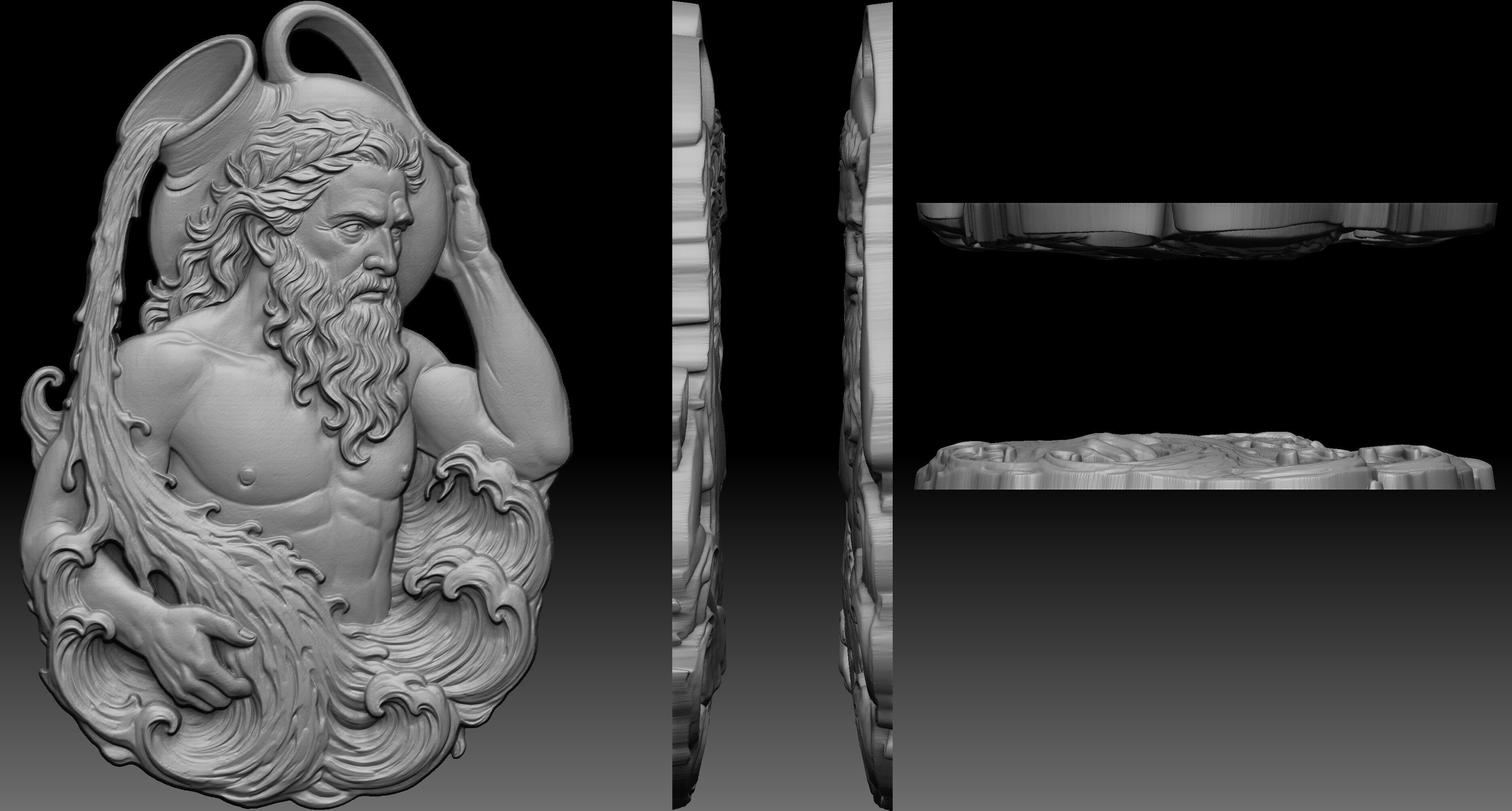 Poseidon Relief 3D print model_2