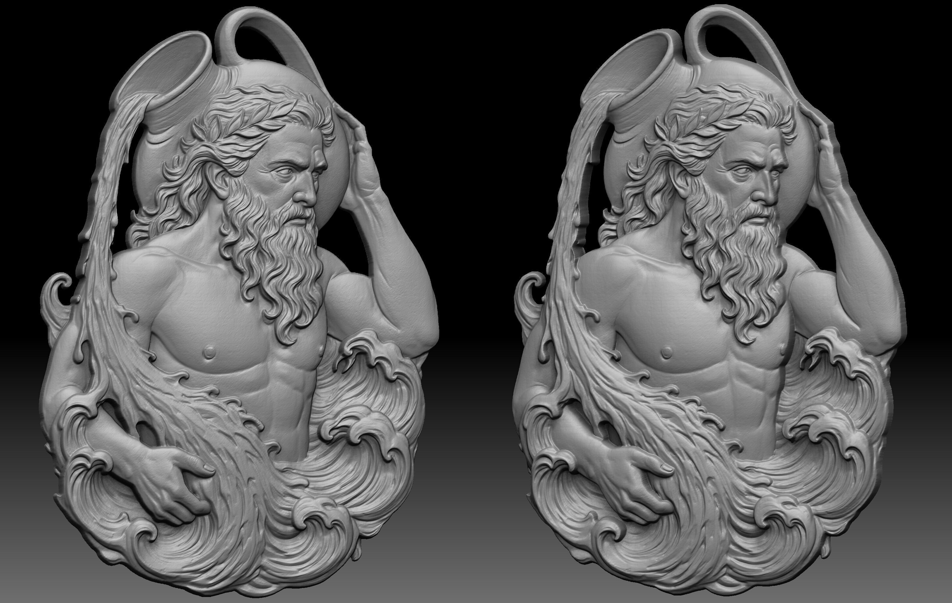 Poseidon Relief 3D print model_1