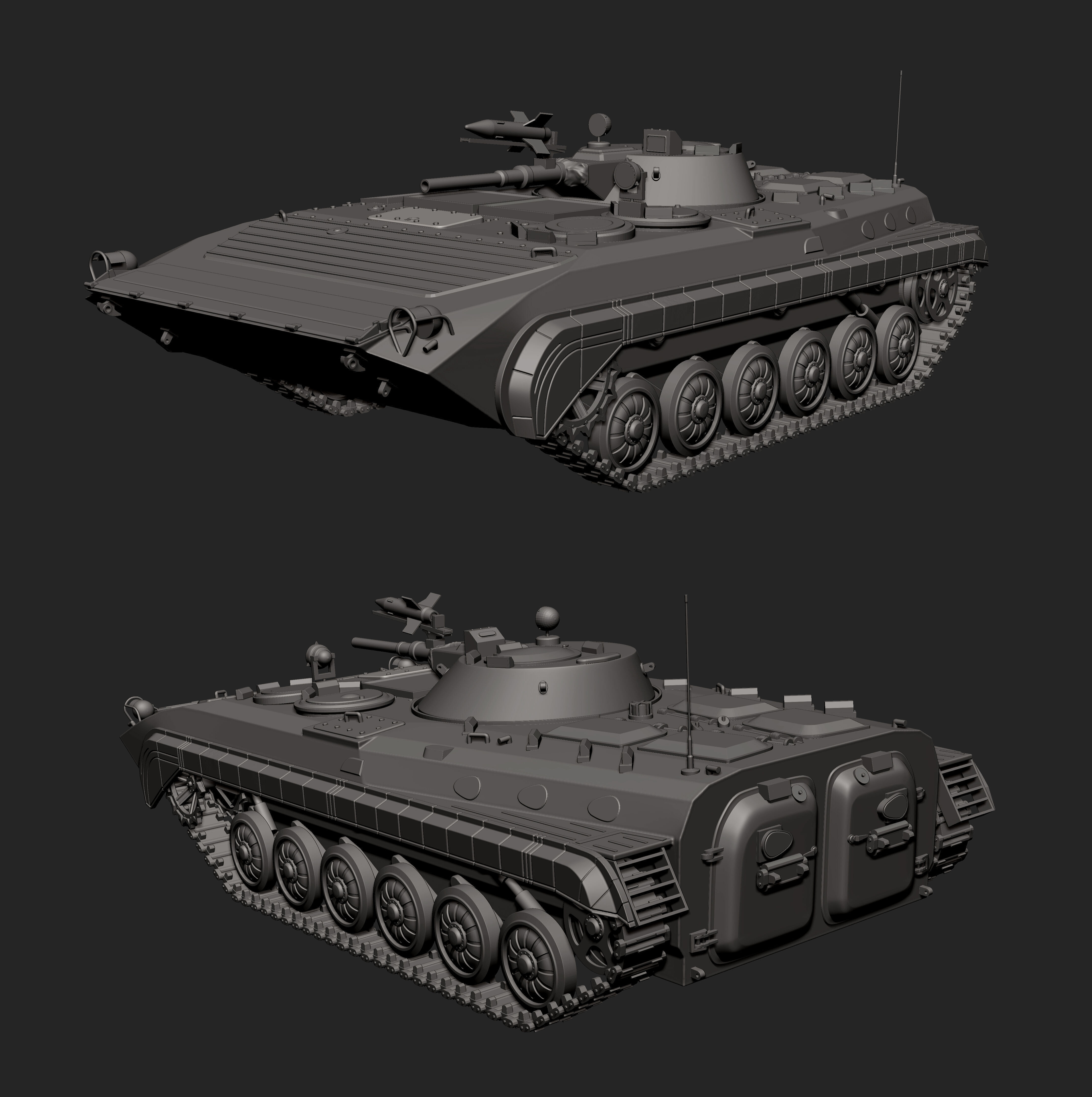 BMP1Tank Low-poly 3D model_2