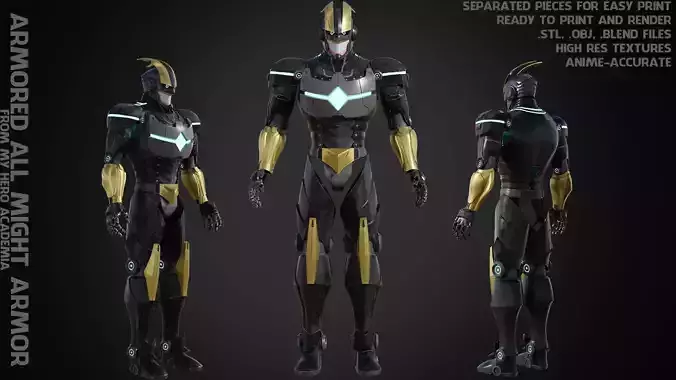 My Hero Academia Armored All Might Full Armor for Cosplay 3D print model