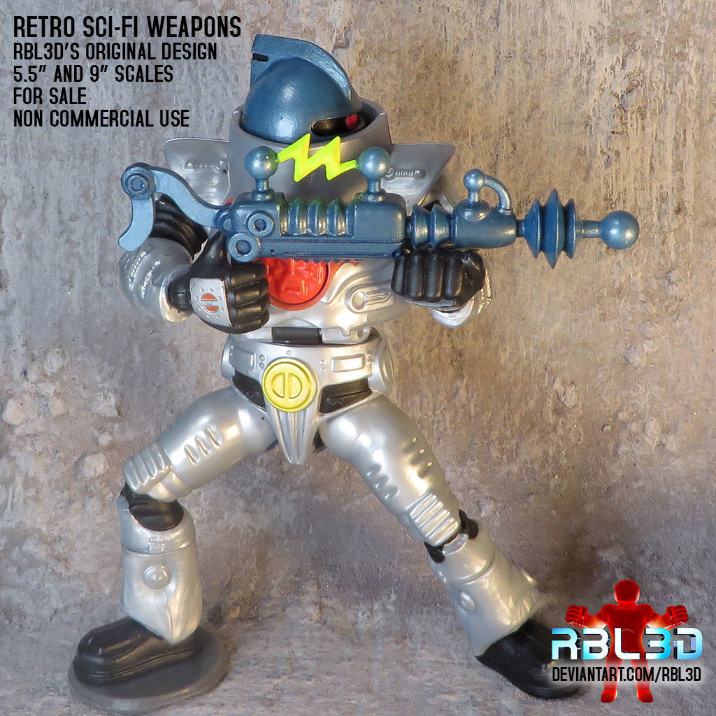 Retro Sci-fi Weapons 3 pack Motu Compatible 3D print model_2