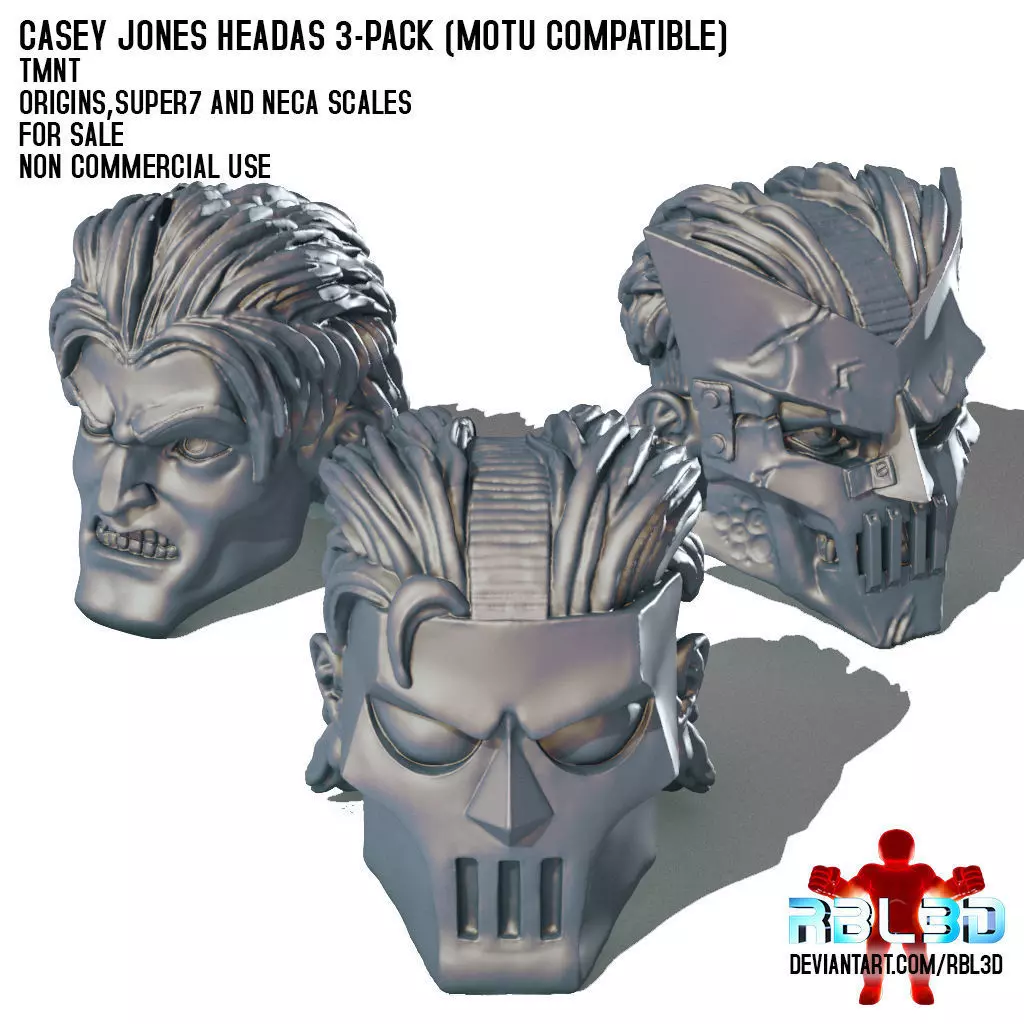 Casey Jones Heads for Motu Origins Neca and Super7 3D print model
