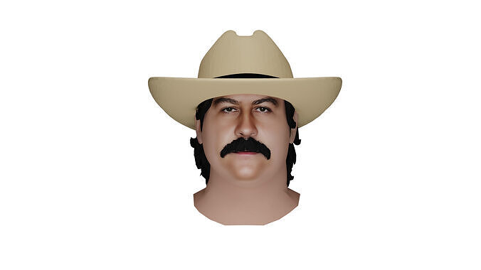 Pablo Escobar 3D Head Model Realistic Face with Texture OBJ Low-poly 3D model