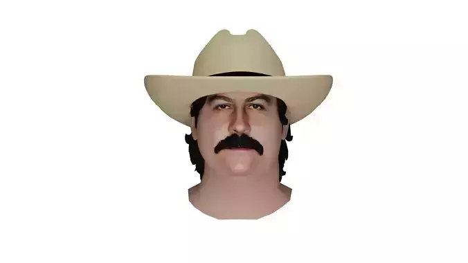Pablo Escobar 3D Head Model Realistic Face with Texture OBJ Low-poly 3D model