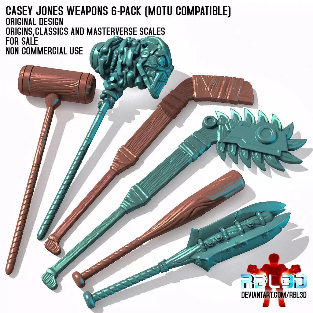 Casey Jones weapons for Motu Origins and classics 3D print model
