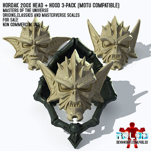 Hordak 200X heads and hood Motu compatible 3D print model