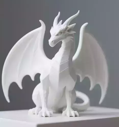 Geometric Dragon Figurine on Pedestal