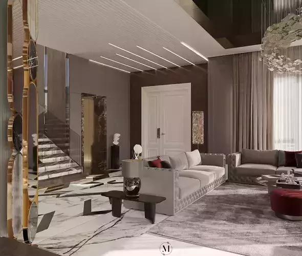 Luxury Villa Interior Living Dining Entrance Staircase Sitting 