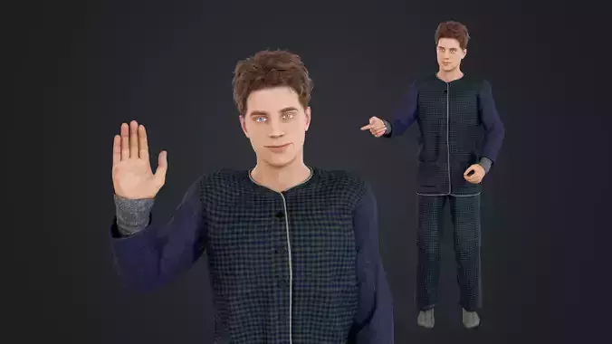 Pajamas Man Low-poly 3D model