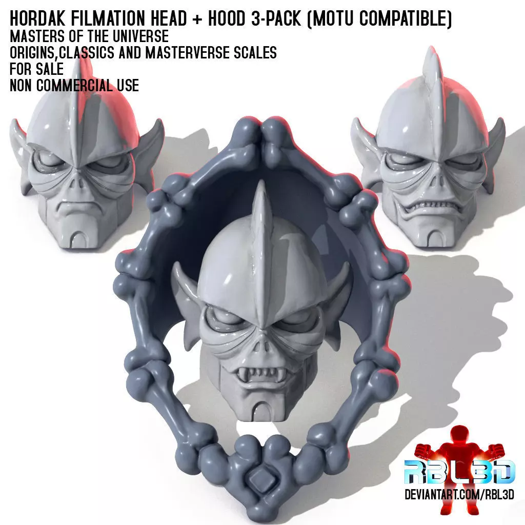  Hordak Cartoon heads and hood Motu compatible 3D print model_0