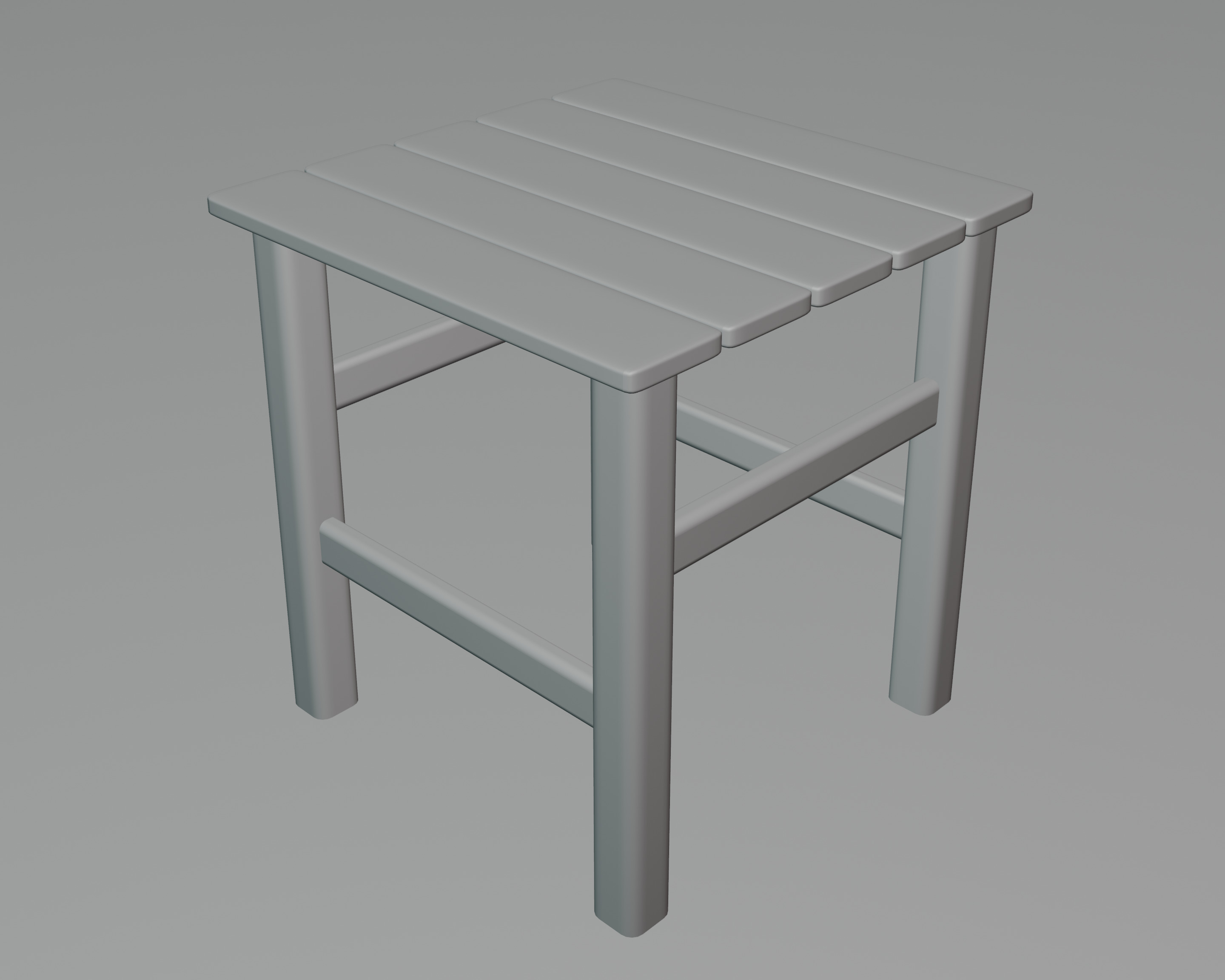Wooden Stool 3D model_5