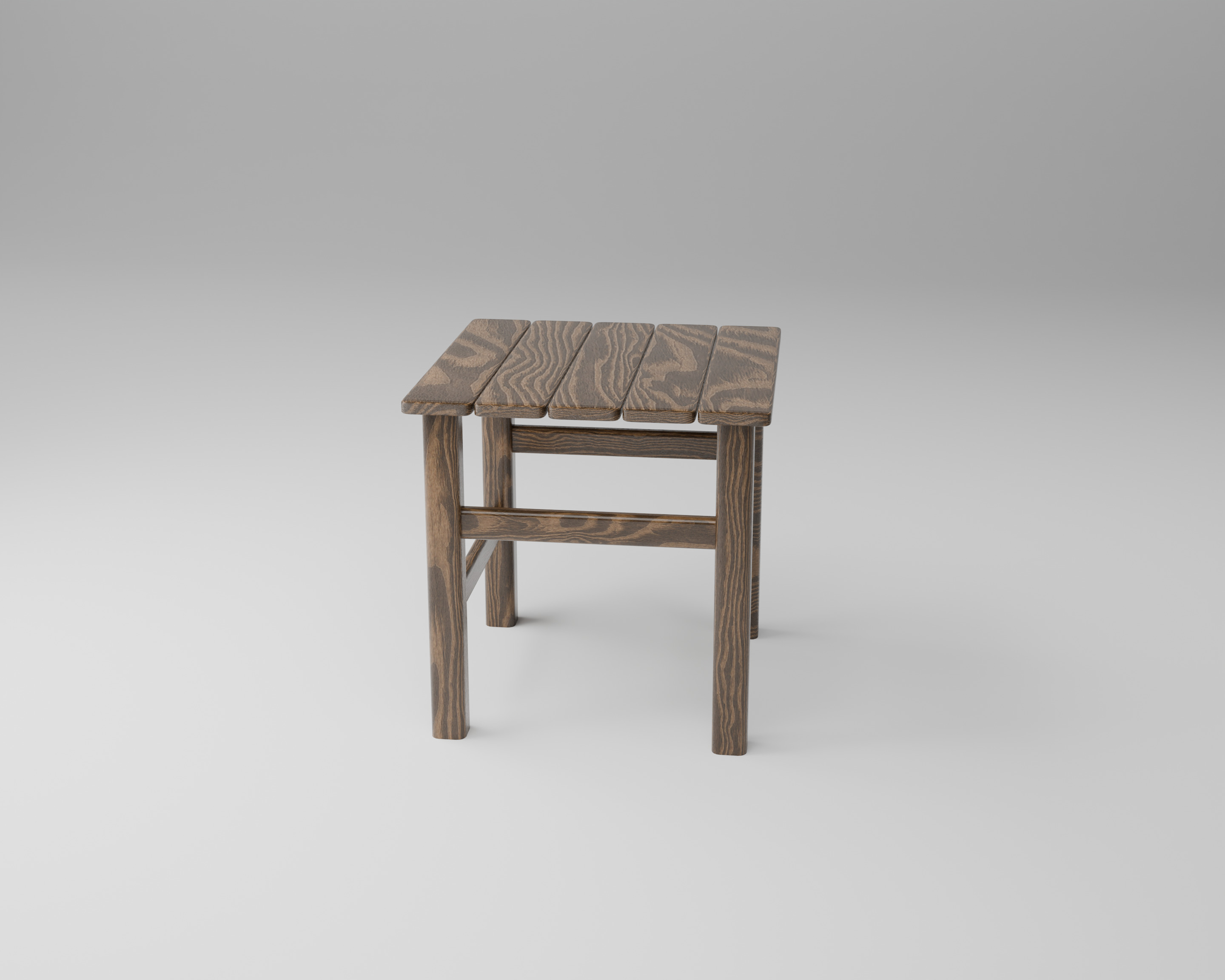 Wooden Stool 3D model_3