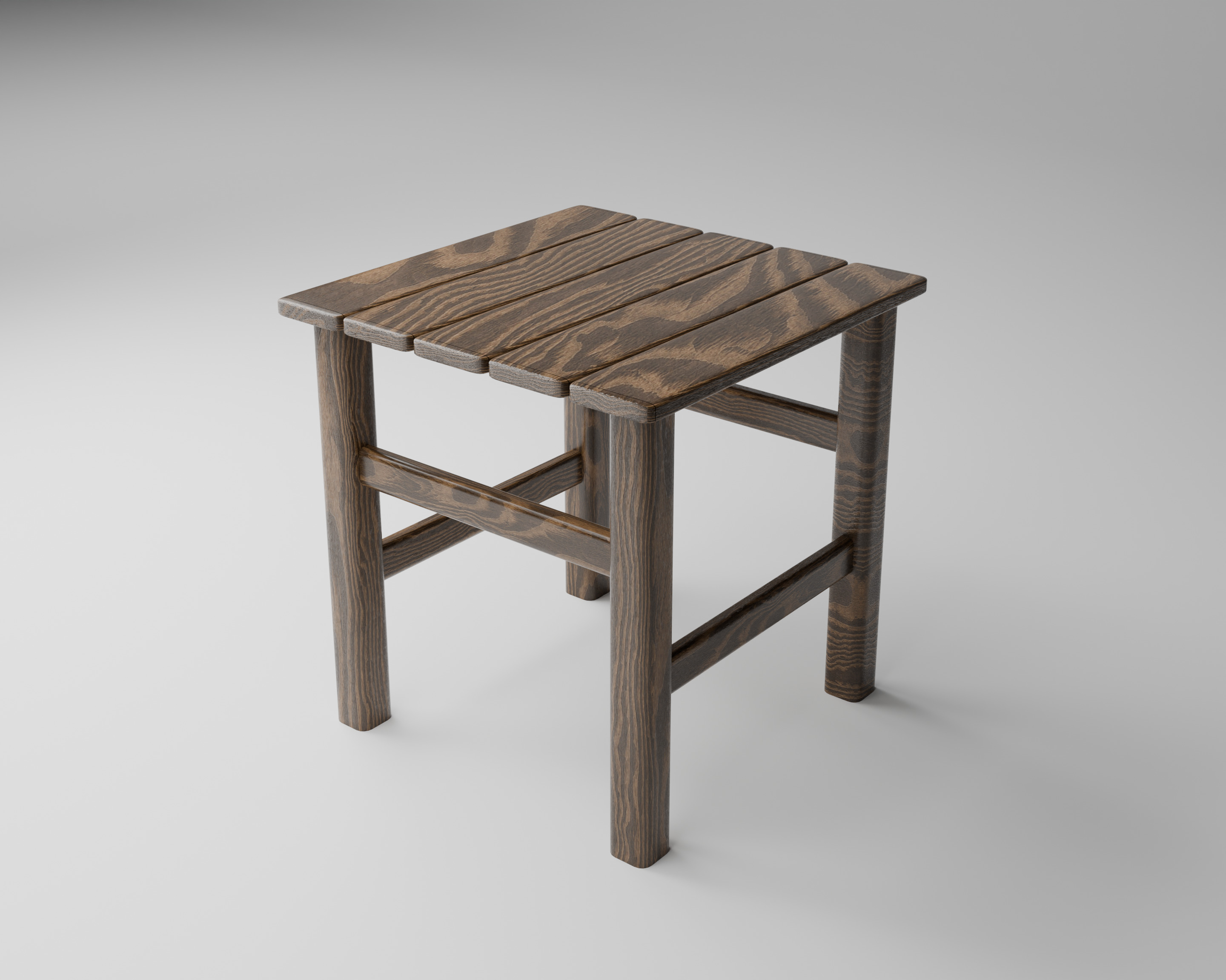 Wooden Stool 3D model_1