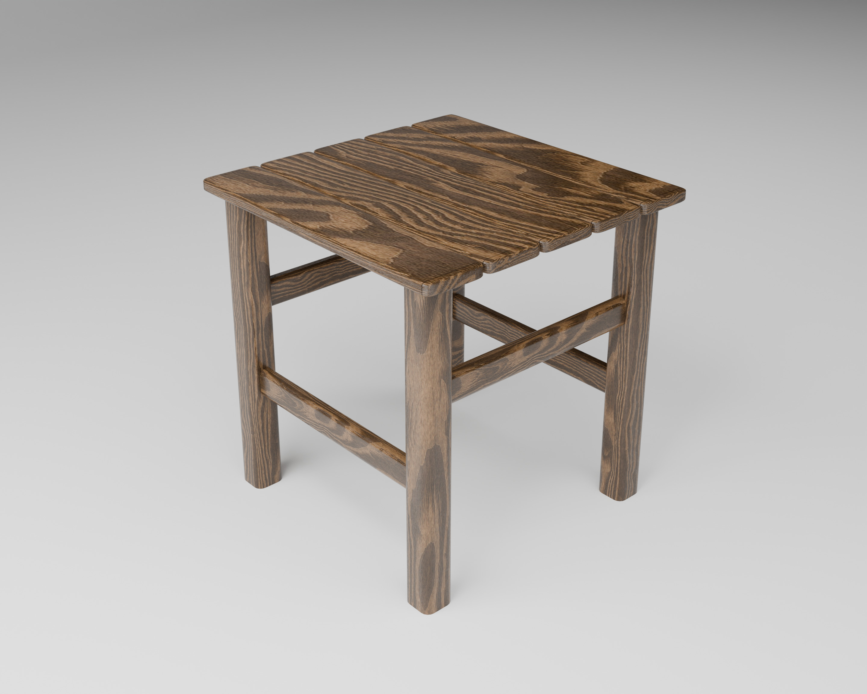 Wooden Stool 3D model_2