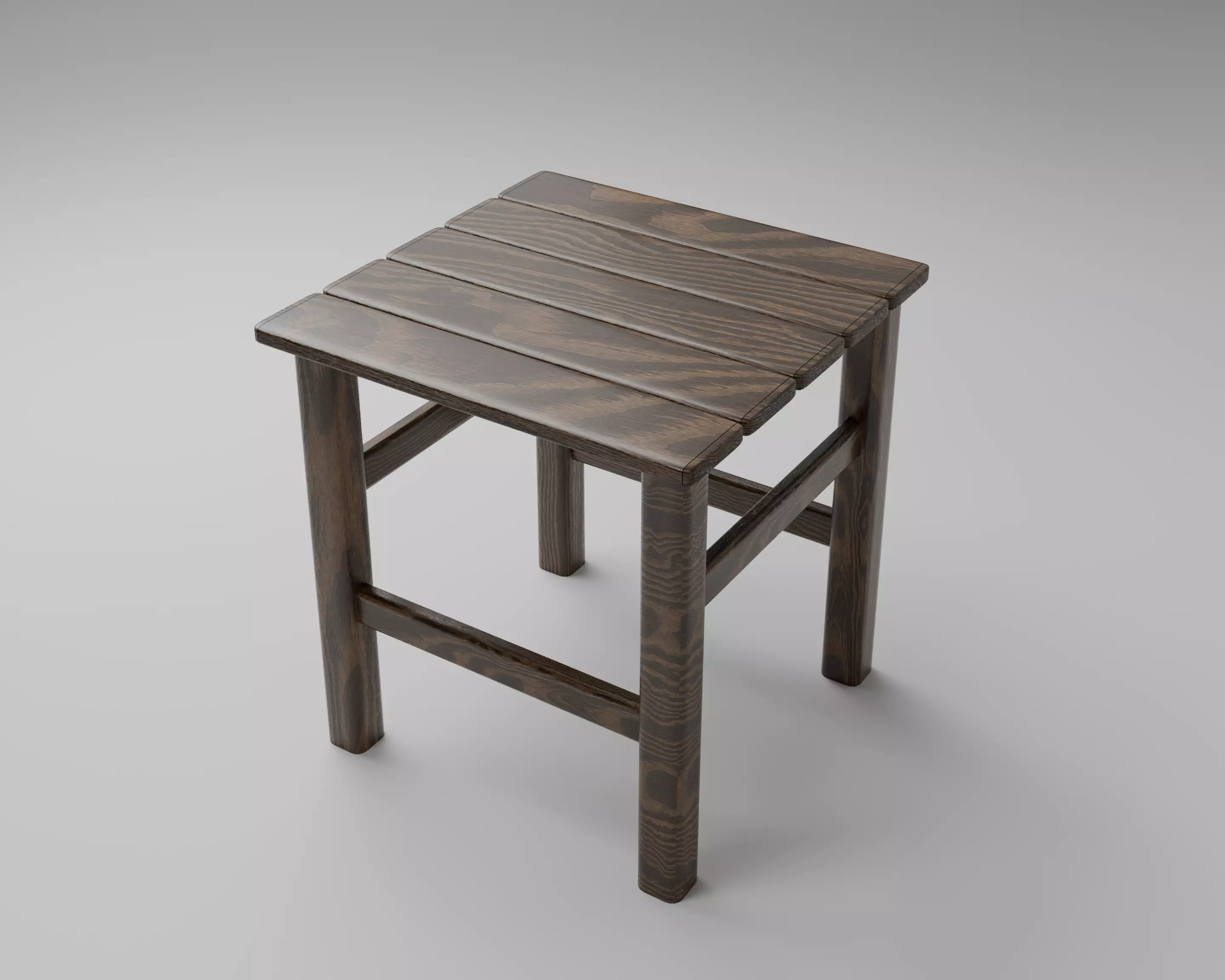 Wooden Stool 3D model_0