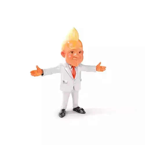 Animated Businessman Character with Blonde Hair in White Suit... Low-poly 3D model