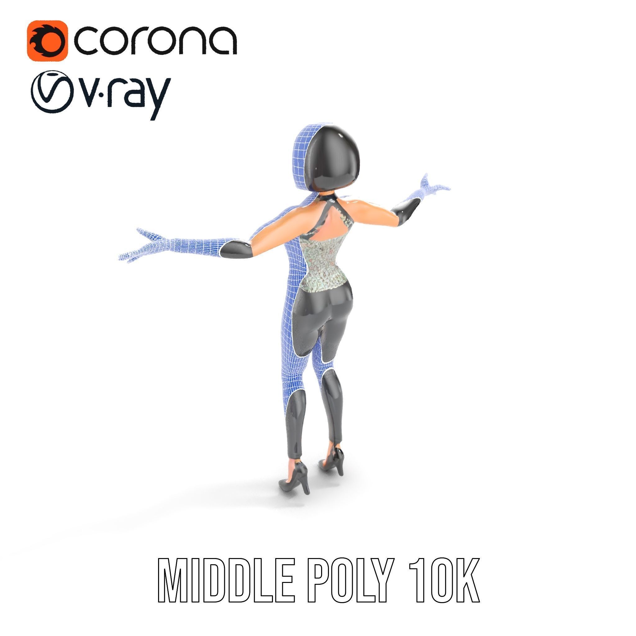 Stylish Female Model with Short Hair  Fully Rigged and Animated Low-poly 3D model_28