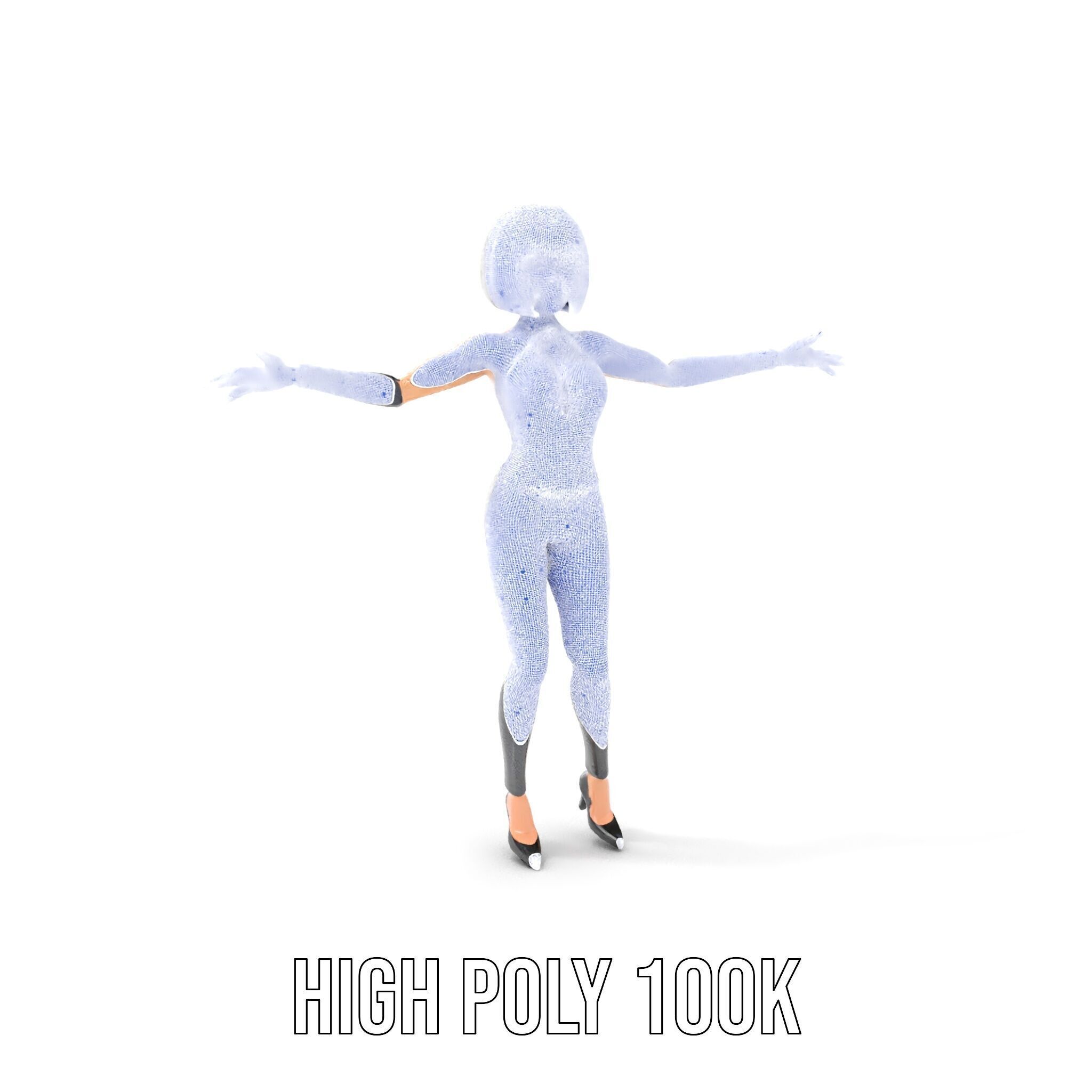 Stylish Female Model with Short Hair  Fully Rigged and Animated Low-poly 3D model_5