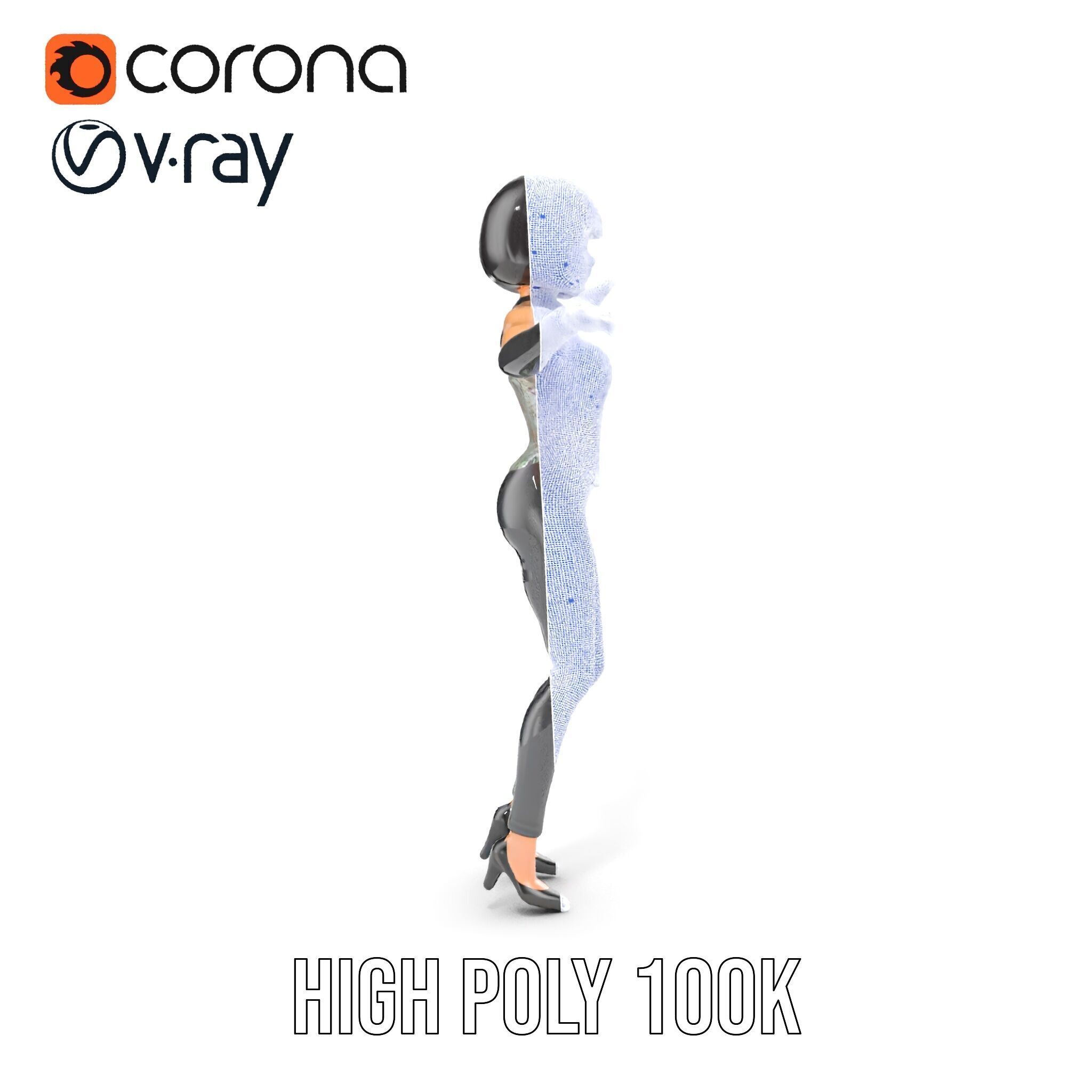 Stylish Female Model with Short Hair  Fully Rigged and Animated Low-poly 3D model_37