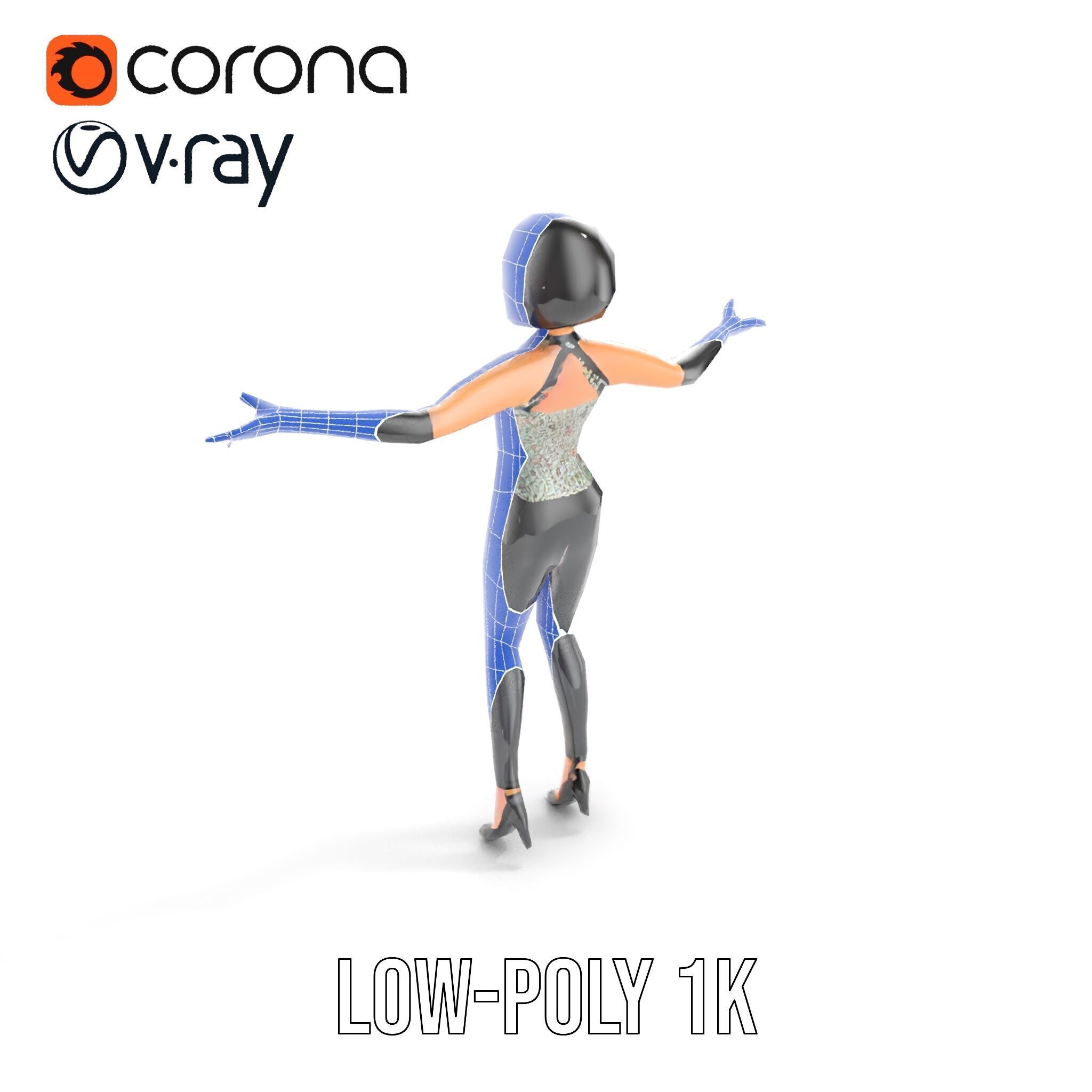 Stylish Female Model with Short Hair  Fully Rigged and Animated Low-poly 3D model_26