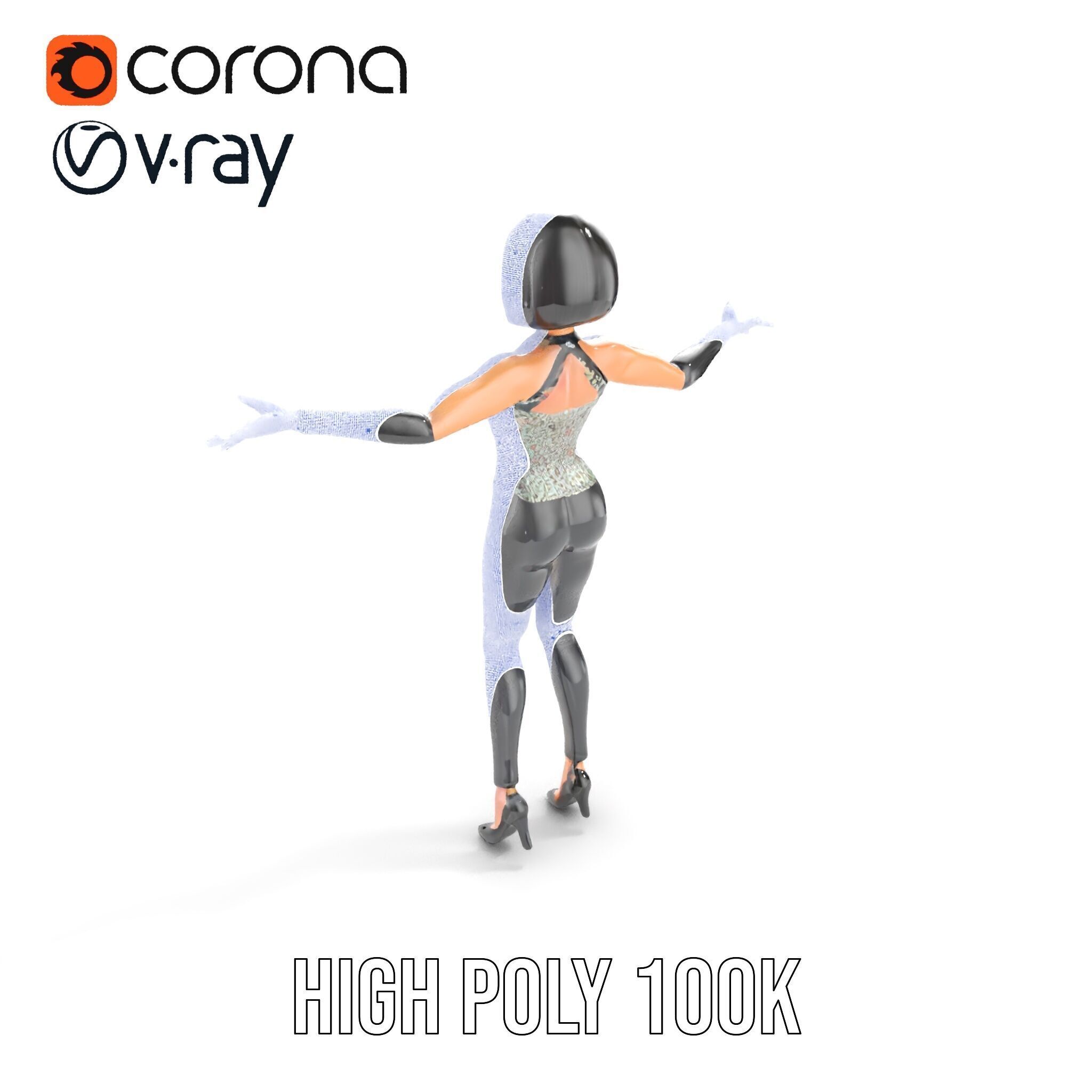 Stylish Female Model with Short Hair  Fully Rigged and Animated Low-poly 3D model_35