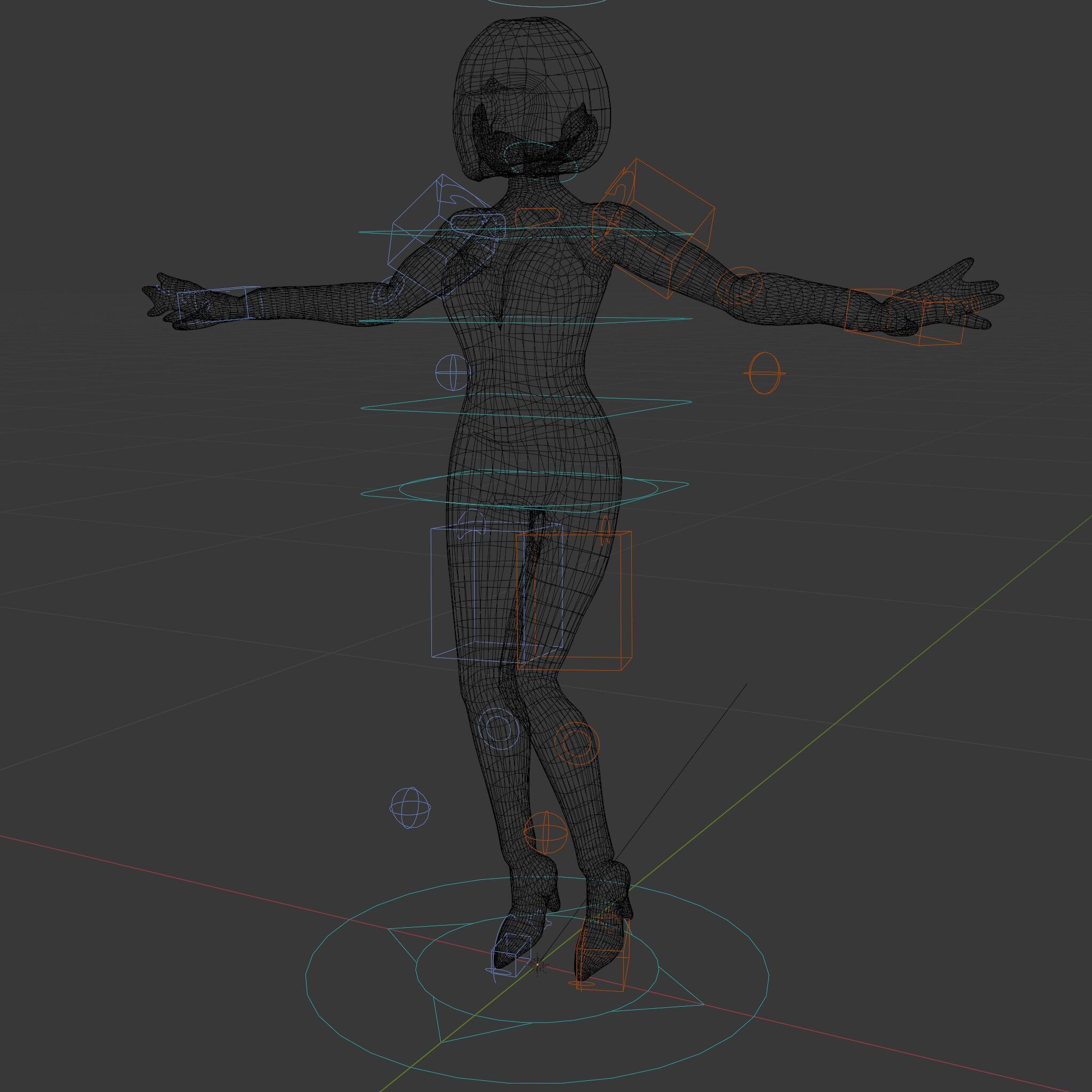 Stylish Female Model with Short Hair  Fully Rigged and Animated Low-poly 3D model_7