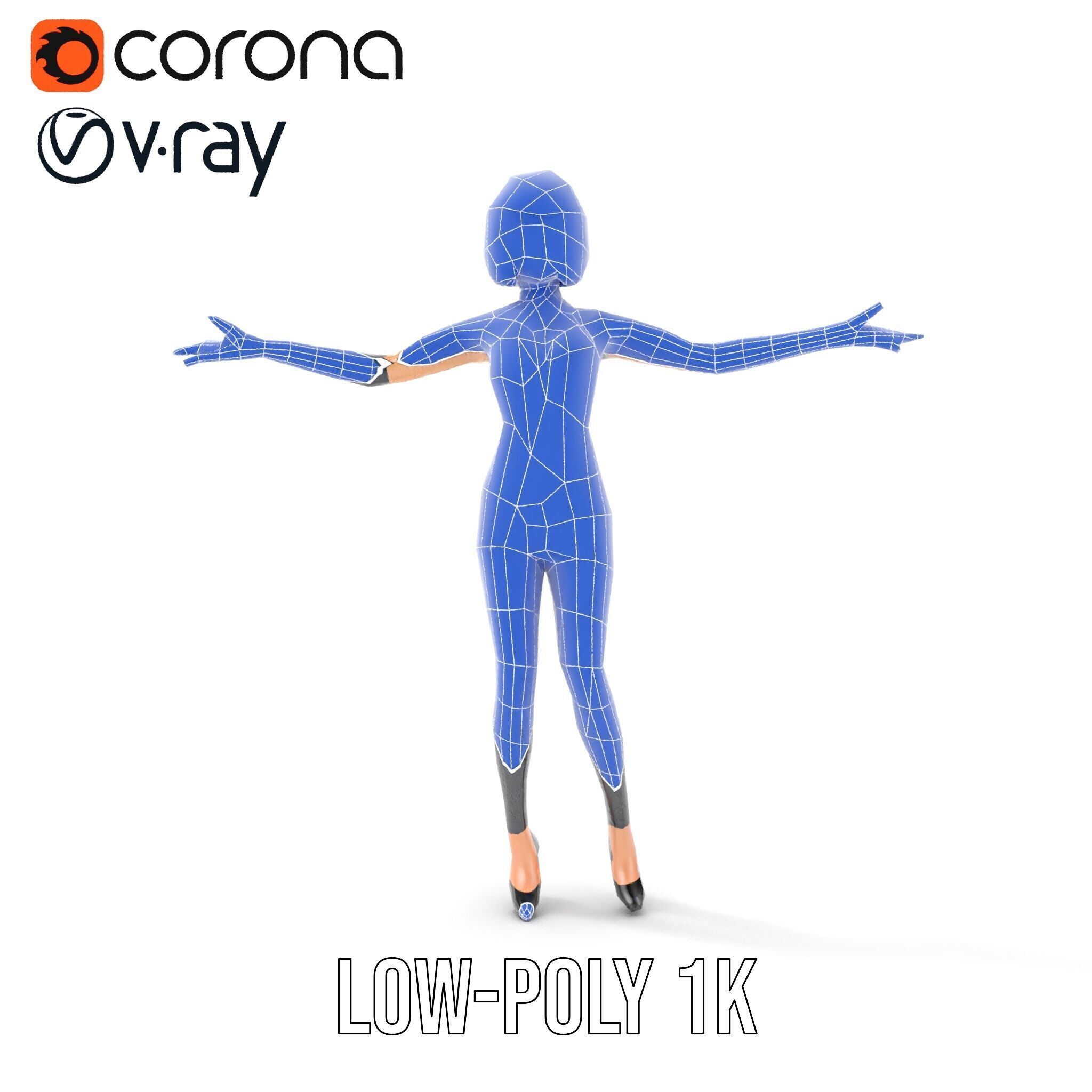 Stylish Female Model with Short Hair  Fully Rigged and Animated Low-poly 3D model_32