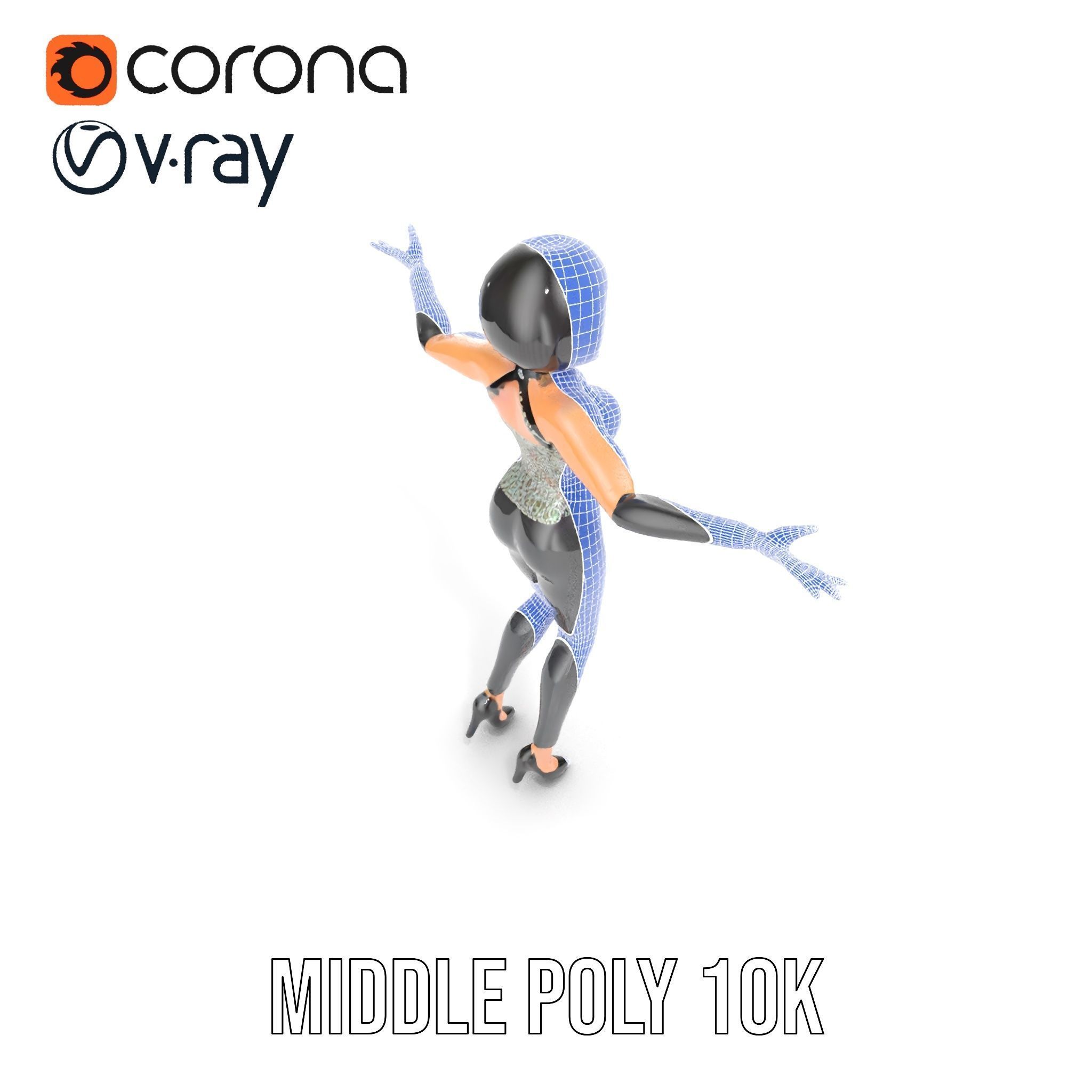 Stylish Female Model with Short Hair  Fully Rigged and Animated Low-poly 3D model_31