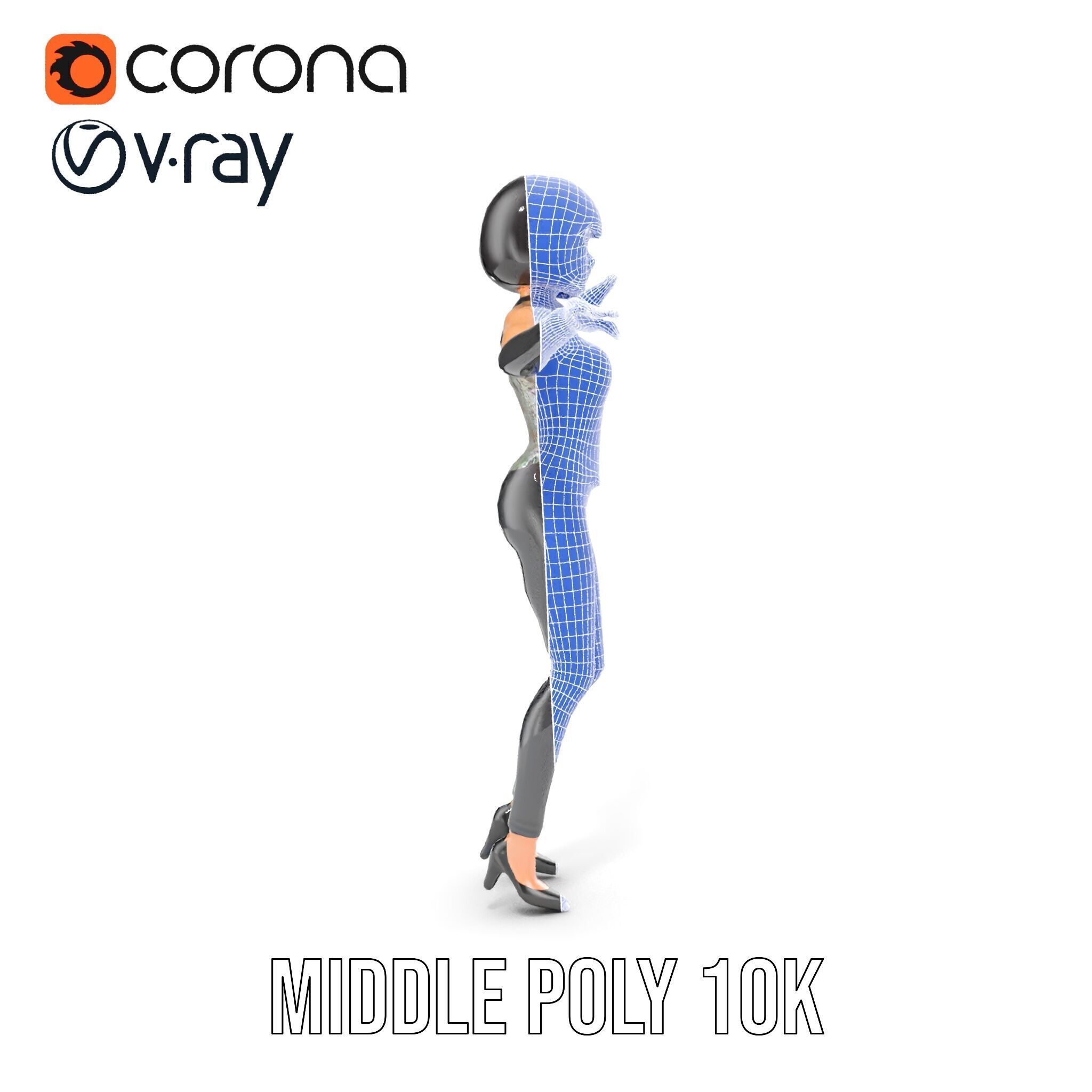 Stylish Female Model with Short Hair  Fully Rigged and Animated Low-poly 3D model_36