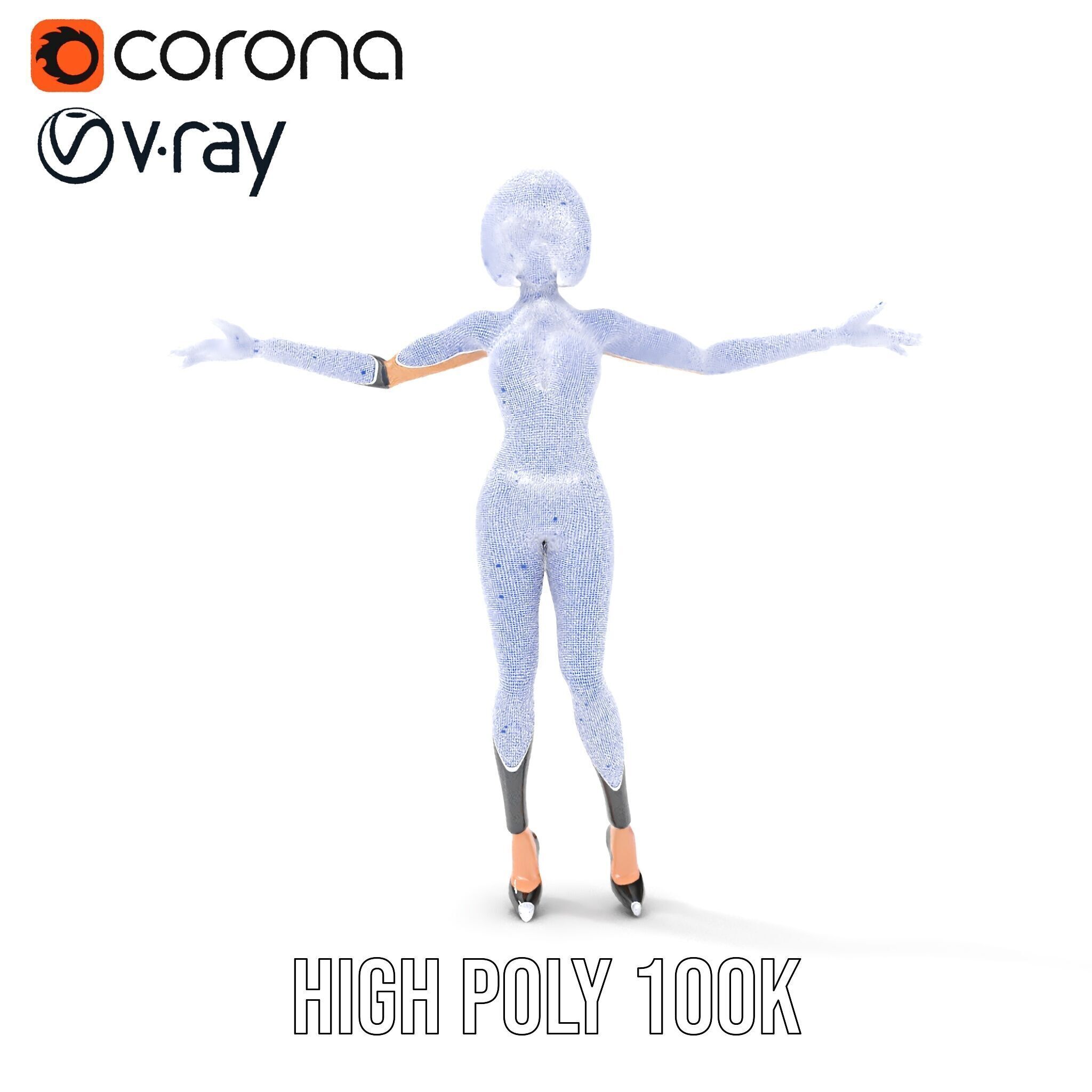 Stylish Female Model with Short Hair  Fully Rigged and Animated Low-poly 3D model_21