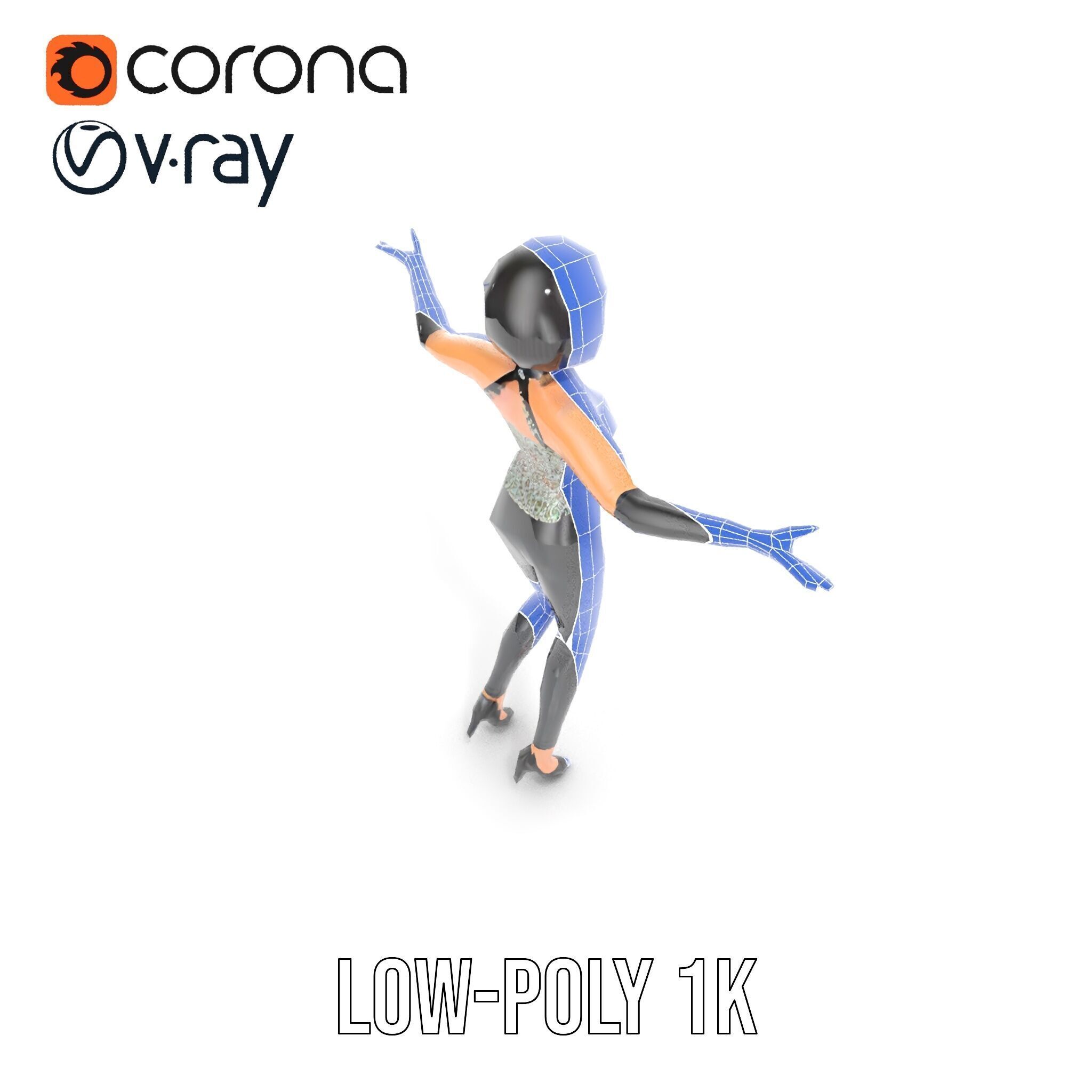 Stylish Female Model with Short Hair  Fully Rigged and Animated Low-poly 3D model_12