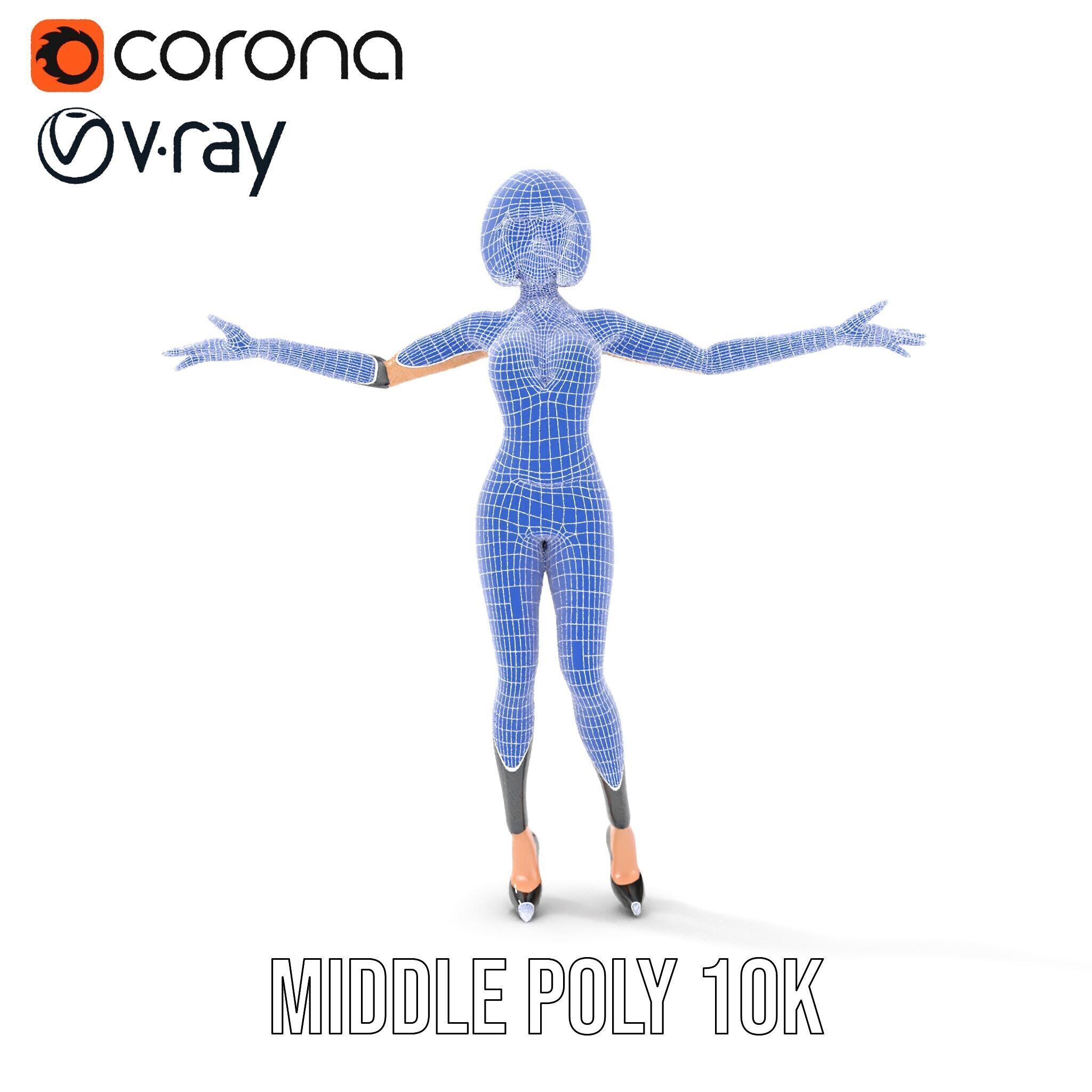 Stylish Female Model with Short Hair  Fully Rigged and Animated Low-poly 3D model_34