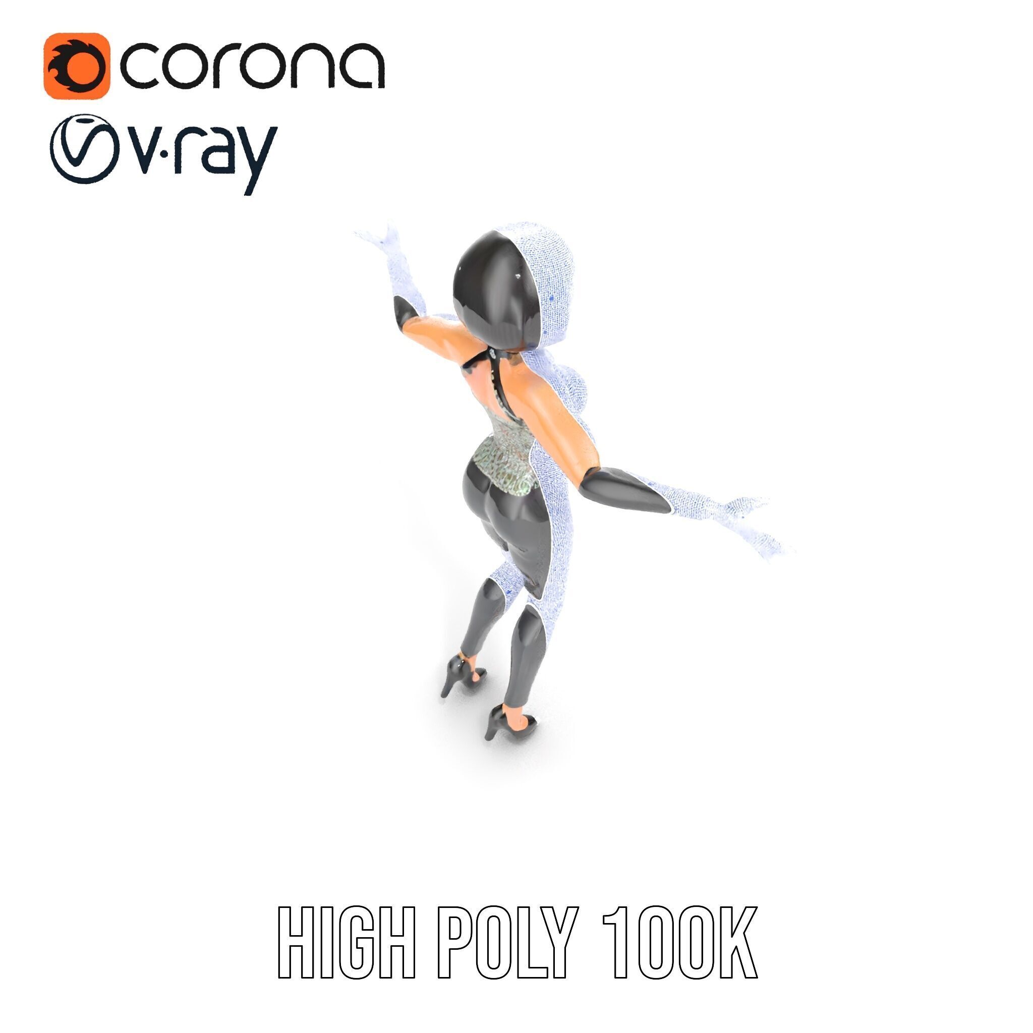 Stylish Female Model with Short Hair  Fully Rigged and Animated Low-poly 3D model_30