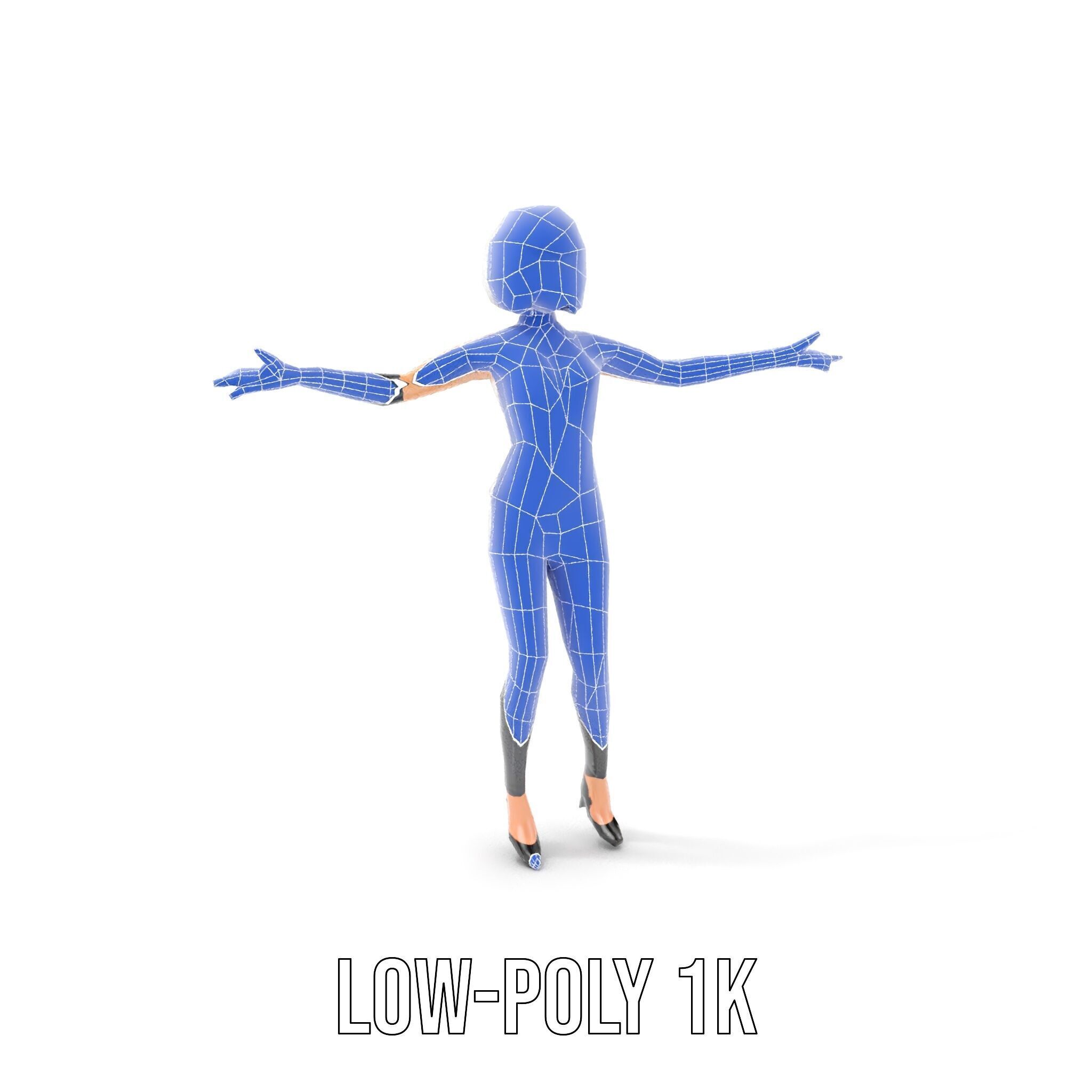Stylish Female Model with Short Hair  Fully Rigged and Animated Low-poly 3D model_20