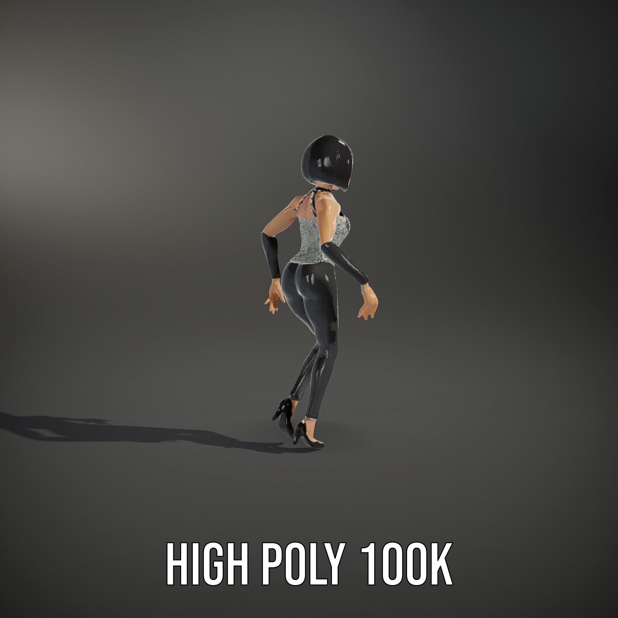 Stylish Female Model with Short Hair  Fully Rigged and Animated Low-poly 3D model_38