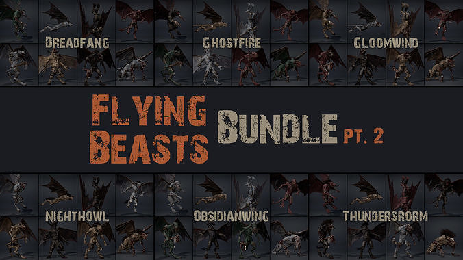 Flying Beasts Bundle Part 2 3D Model Collection