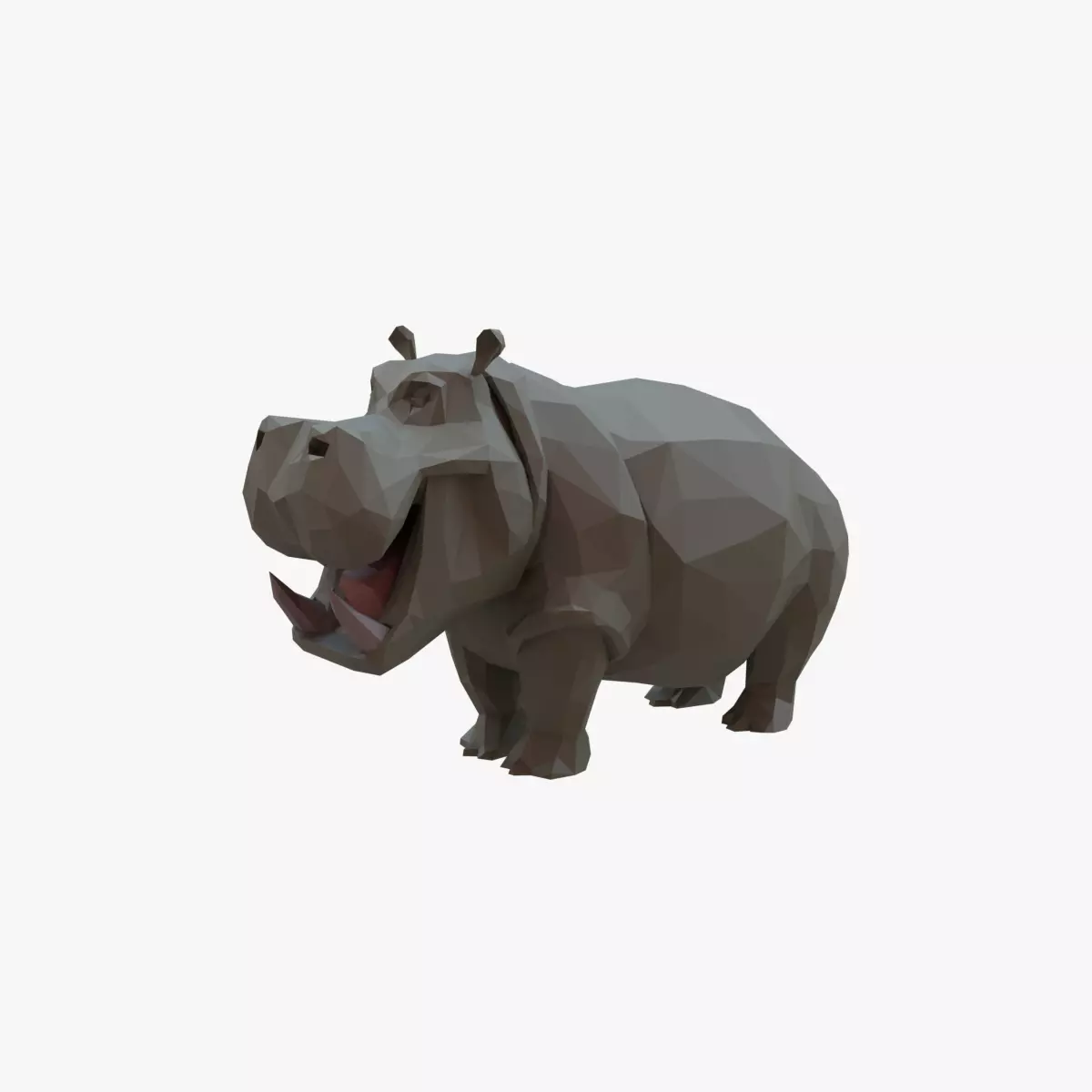 Hippopotamus low poly Low-poly 3D model_0