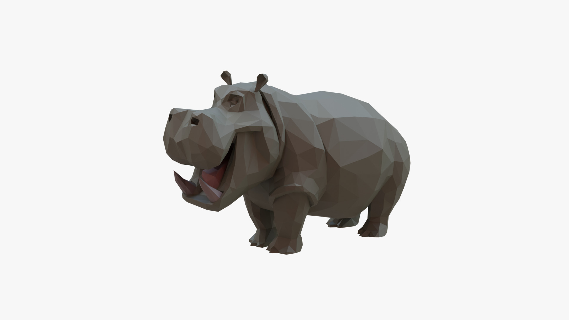 Hippopotamus low poly Low-poly 3D model_1
