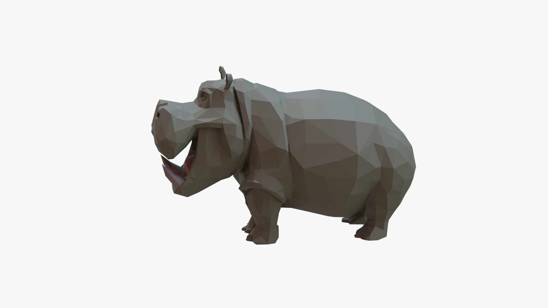 Hippopotamus low poly Low-poly 3D model_4