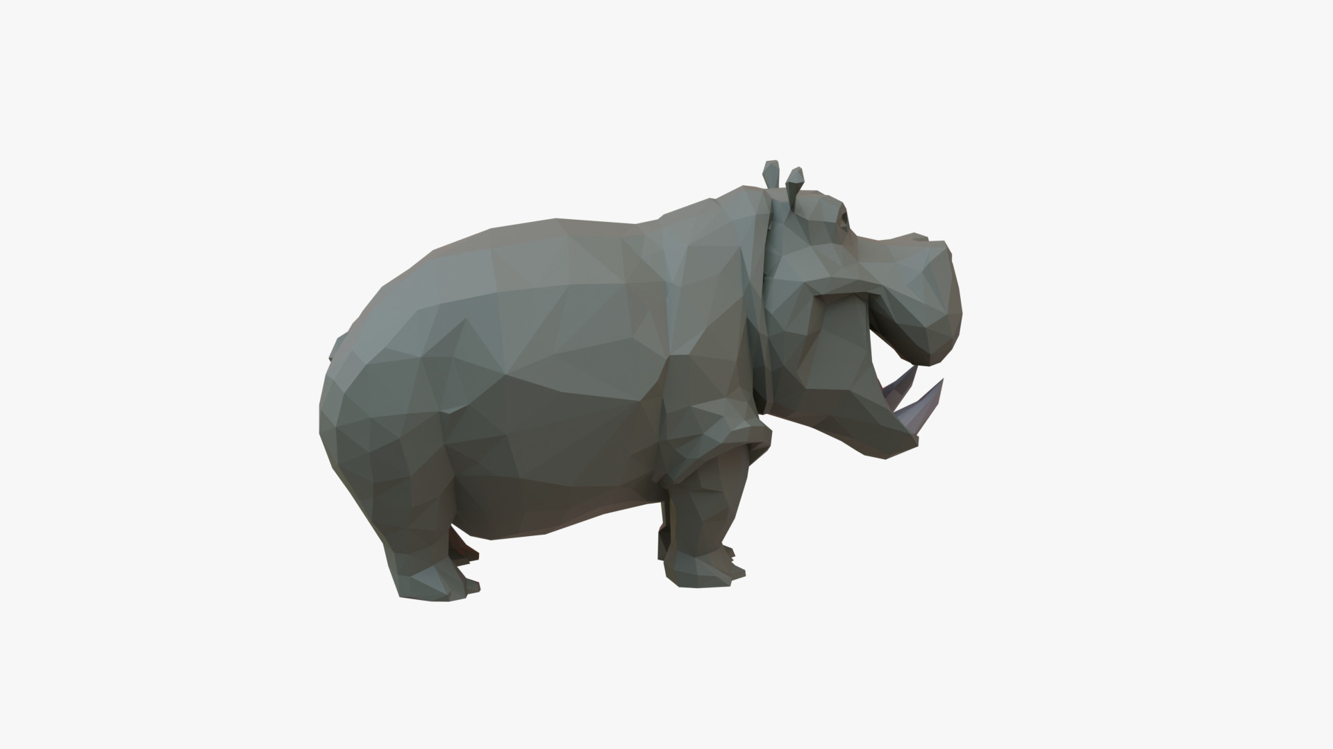 Hippopotamus low poly Low-poly 3D model_3