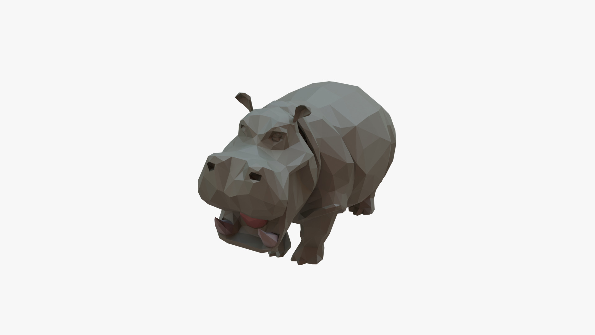 Hippopotamus low poly Low-poly 3D model_5