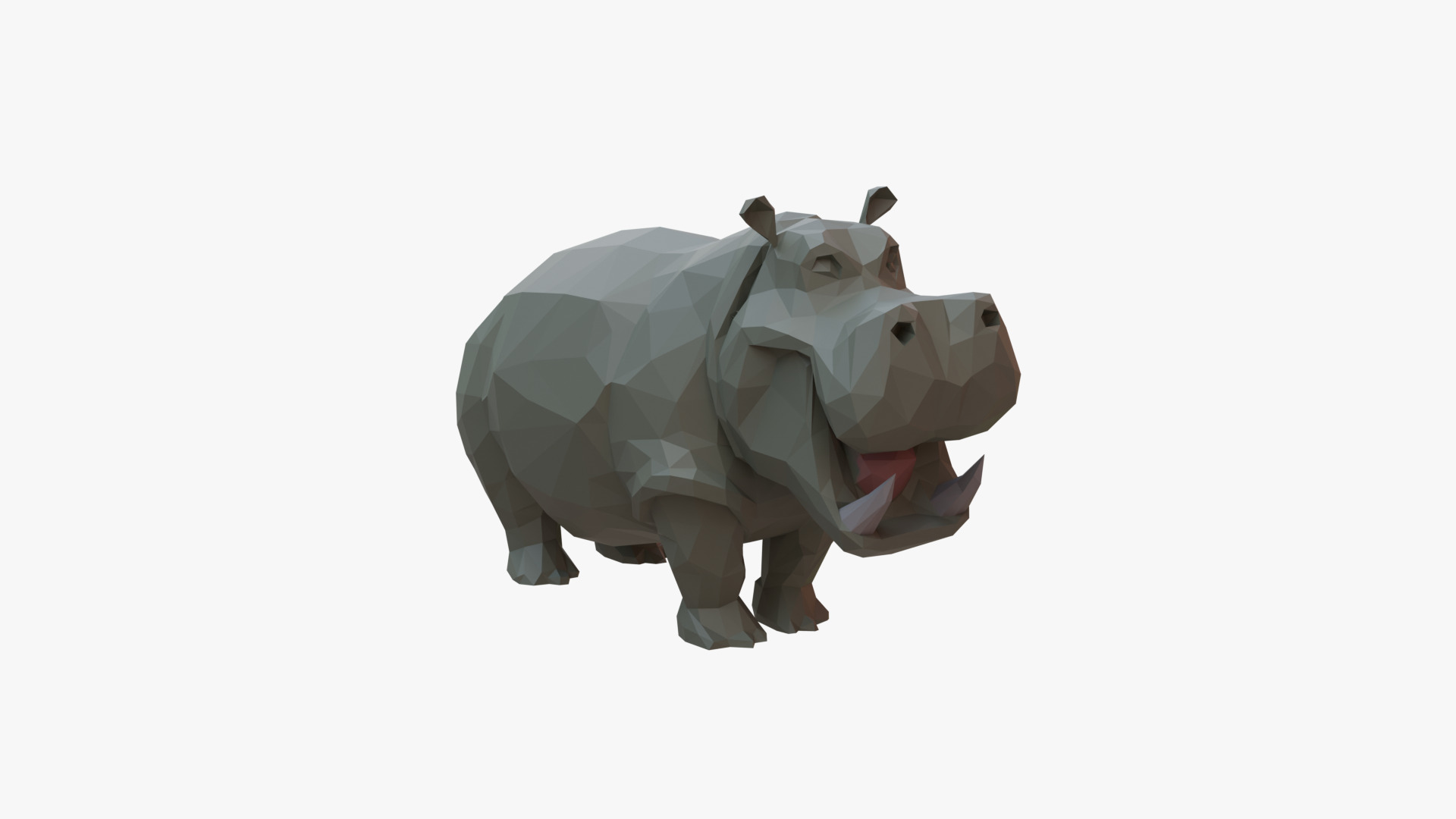 Hippopotamus low poly Low-poly 3D model_2