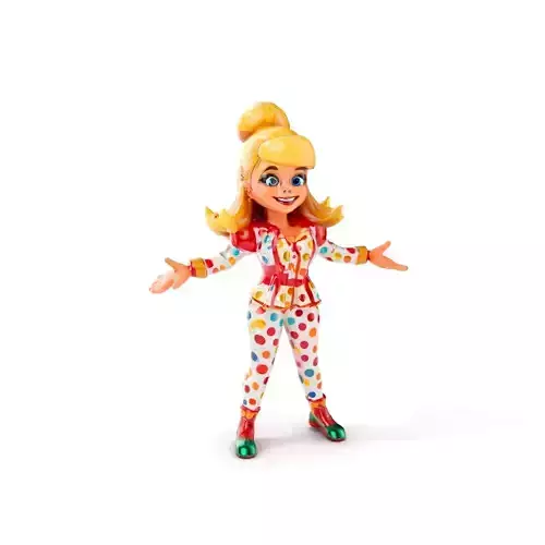 Cheerful Polka Dot Performer Rigged and Animated D Model Low-poly 3D model