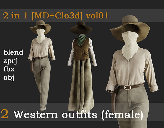 2 Western outfits vol01 3D model