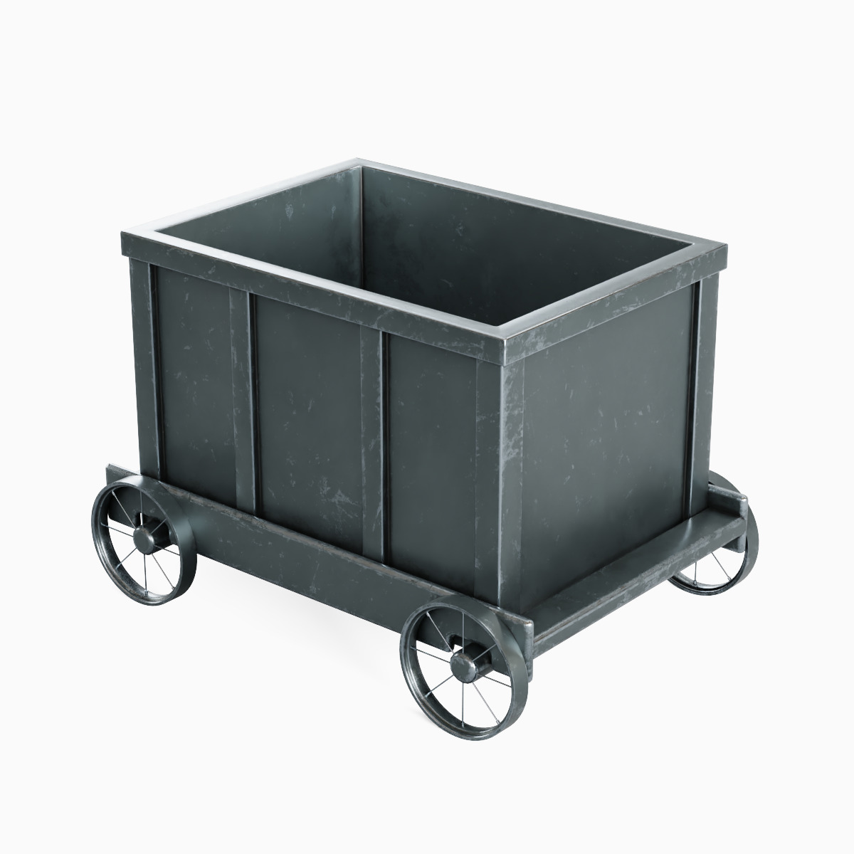 Mining Trolley Set Low-poly 3D model_6