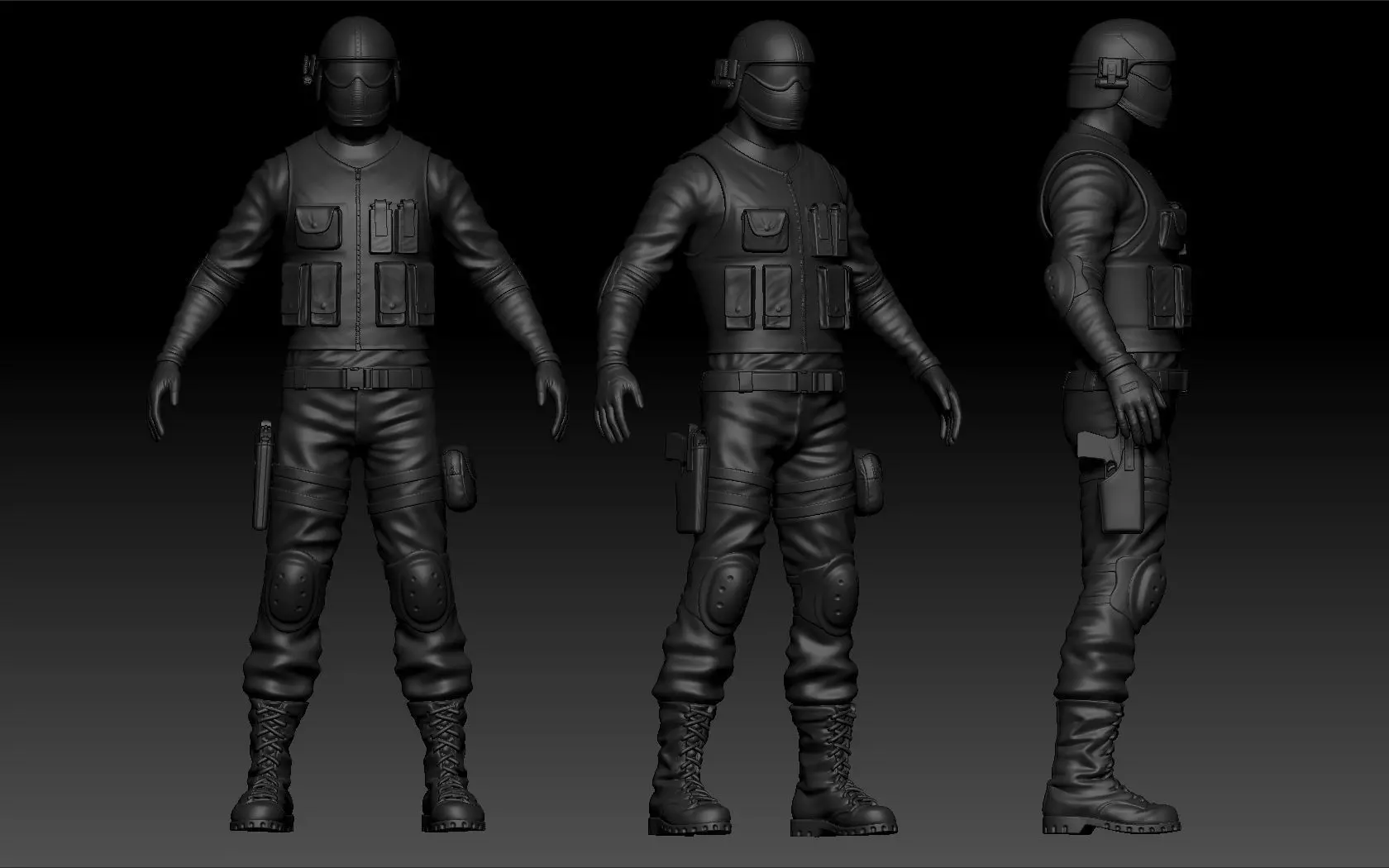 High Poly Soldier uniform 3D model