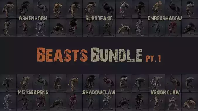 Beast Bundle Part 1 3D Model Collection